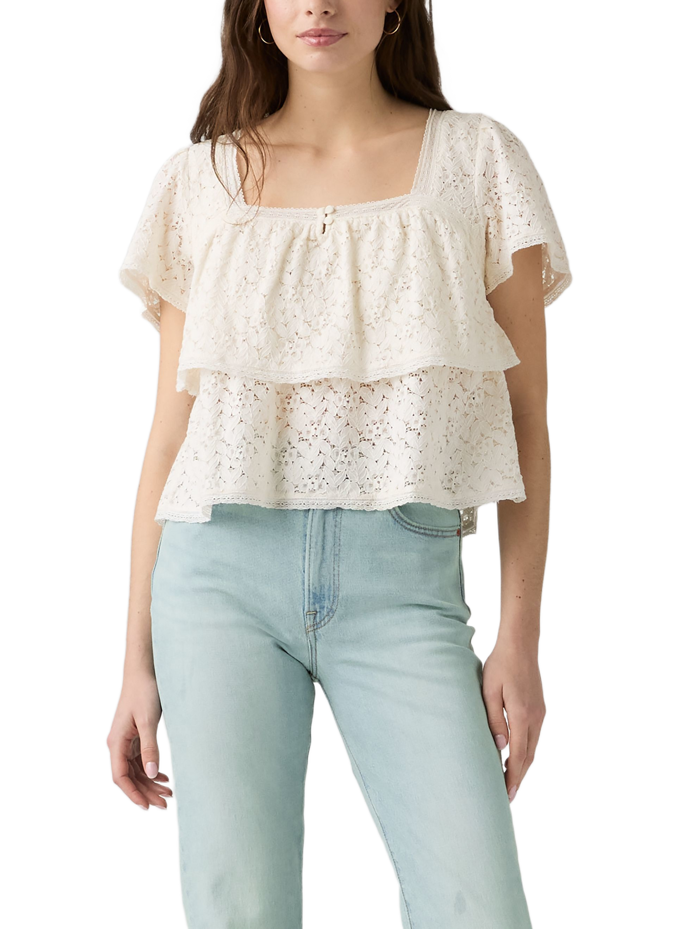 Blouse Dom met kanten details in gemengd katoen. LEVI'S Wit