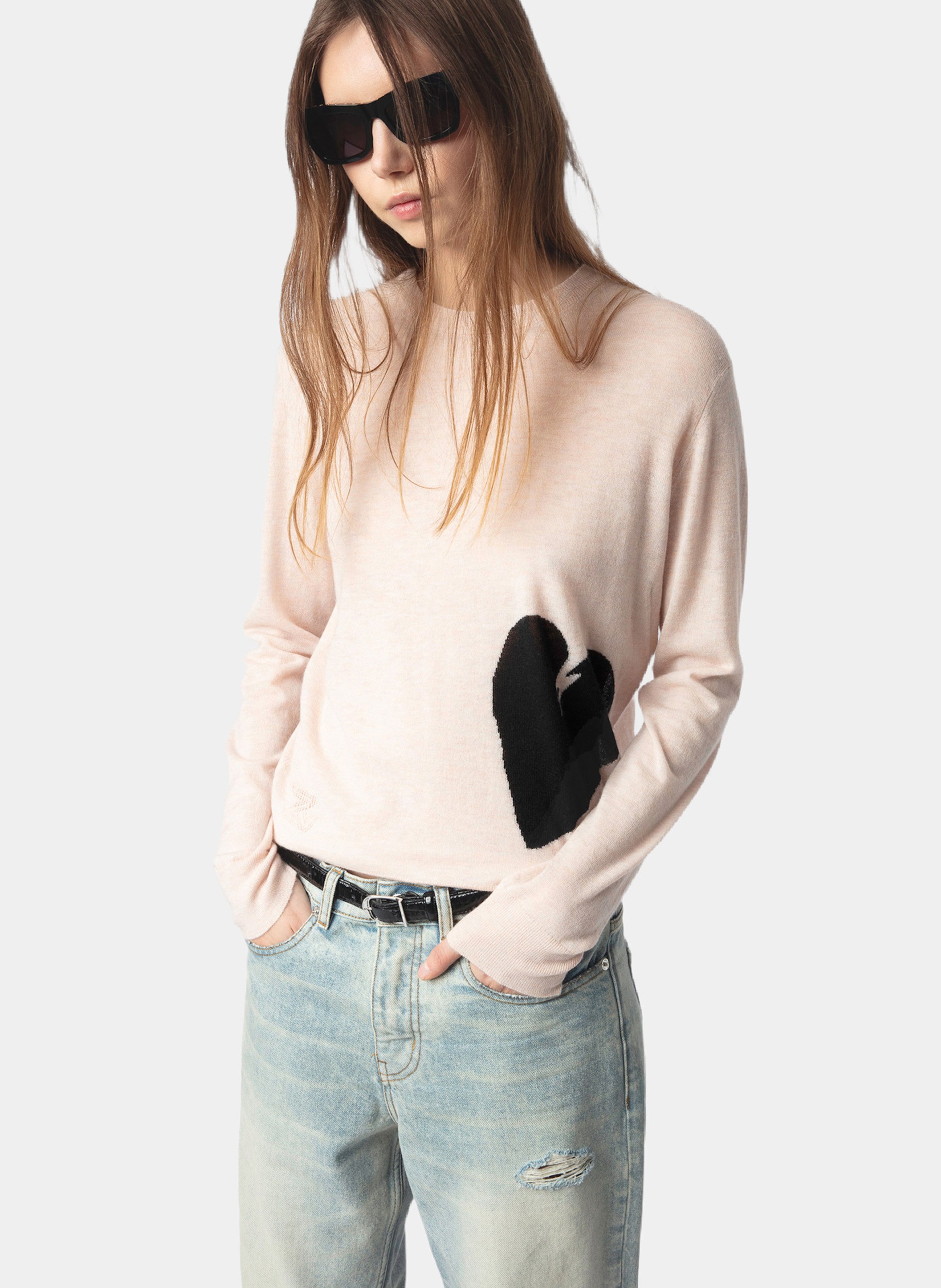 Pull droit imprimé en cachemire pravis ZADIG&VOLTAIRE Rose