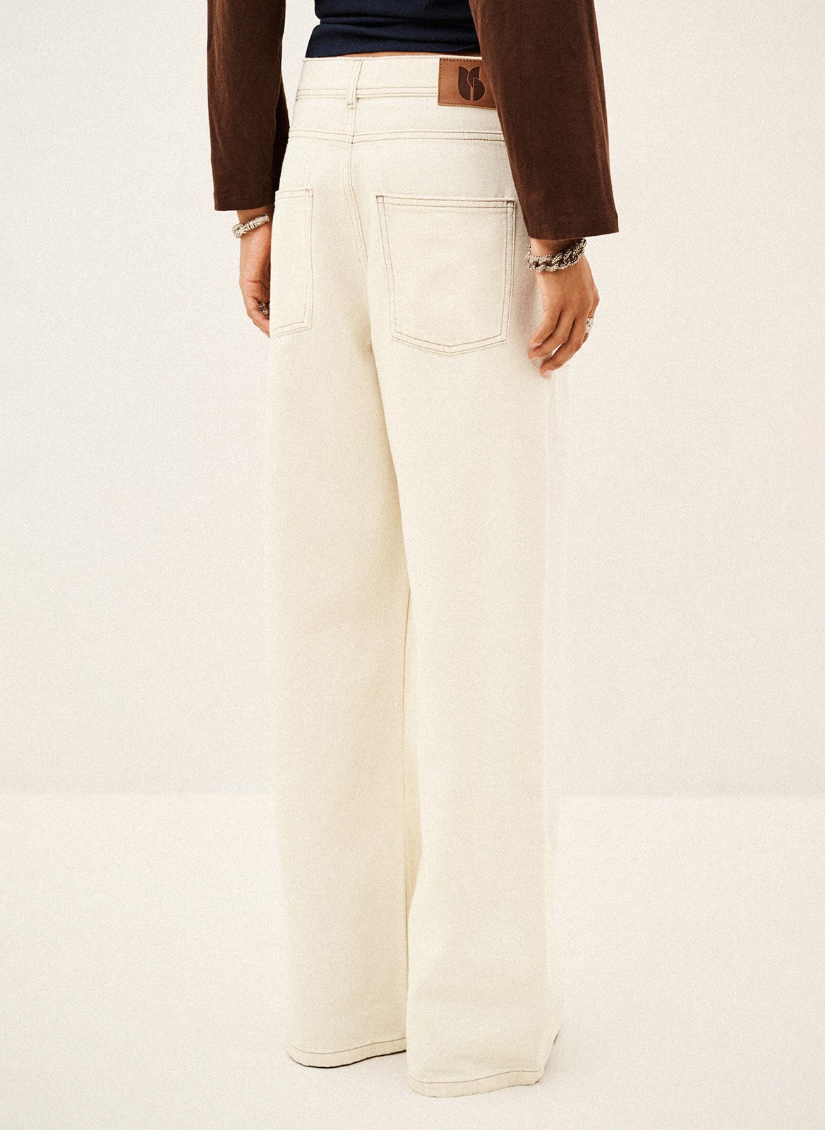 Jean large taille haute en coton zoel BA&SH Beige