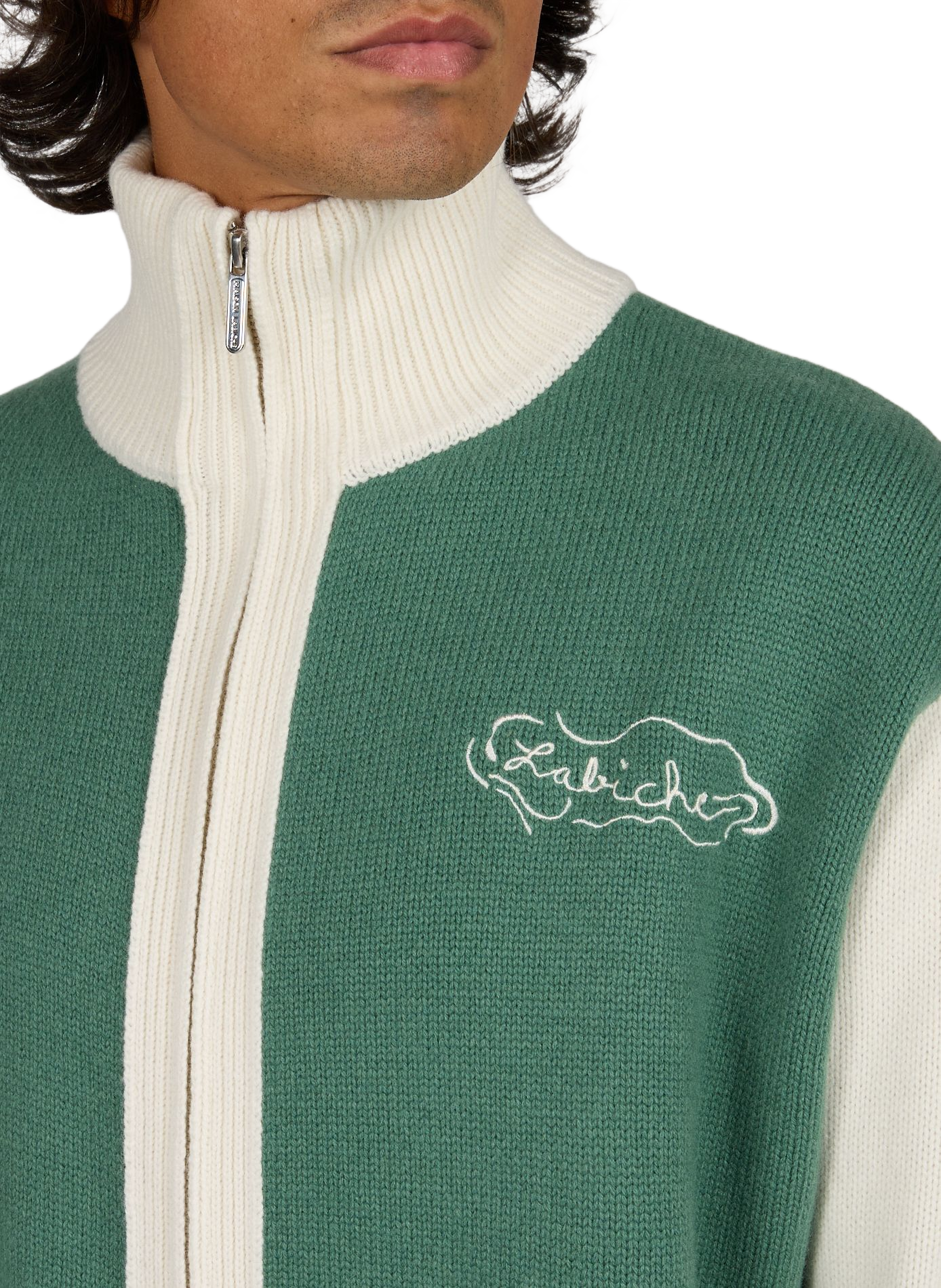 Straight jacket with high collar and wool print MAISON LABICHE Green