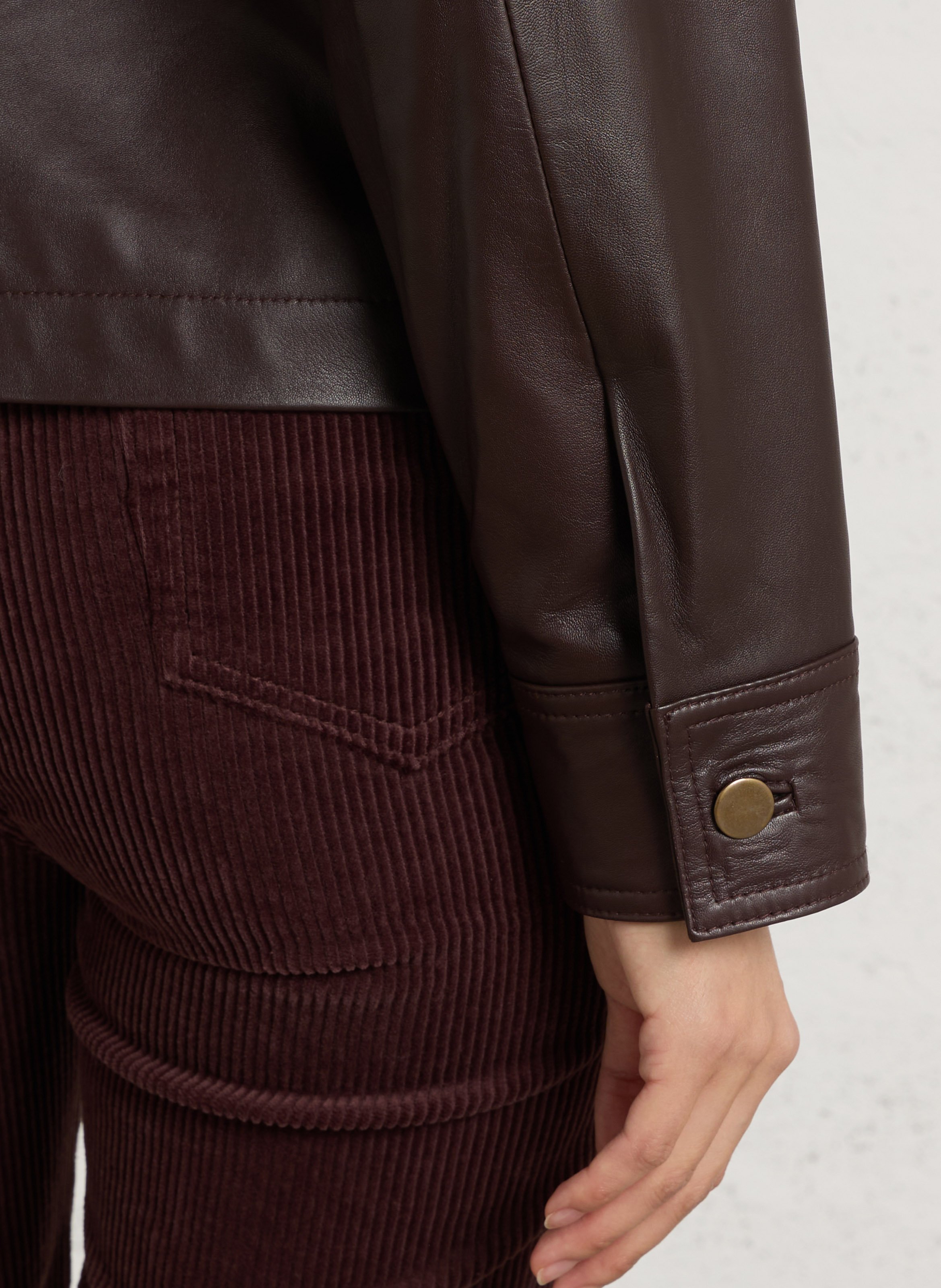 Veste droite unie en cuir coco MAISON 123 Rouge