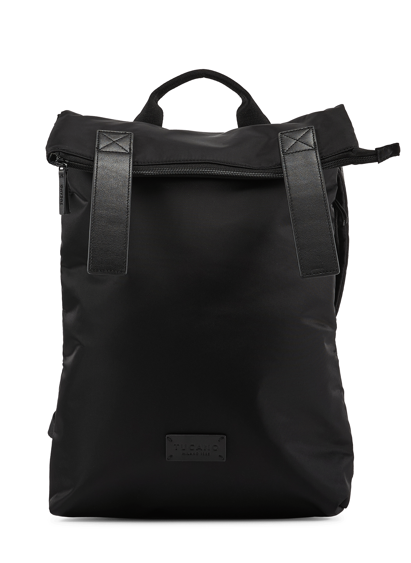 Nylon and Saffiano leather backpack TUCANO Black