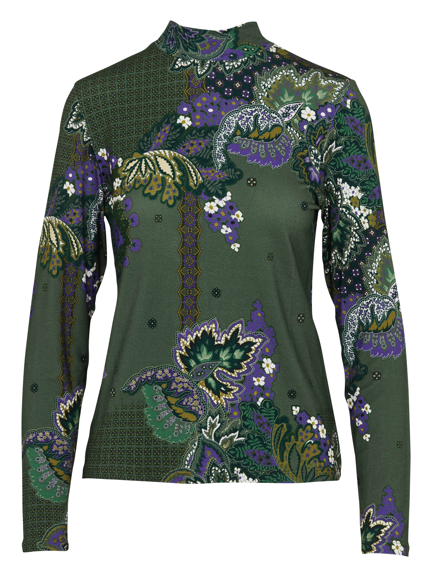 T-shirt met lange mouwen, print en opstaande kraag LA FEE MARABOUTEE Groen