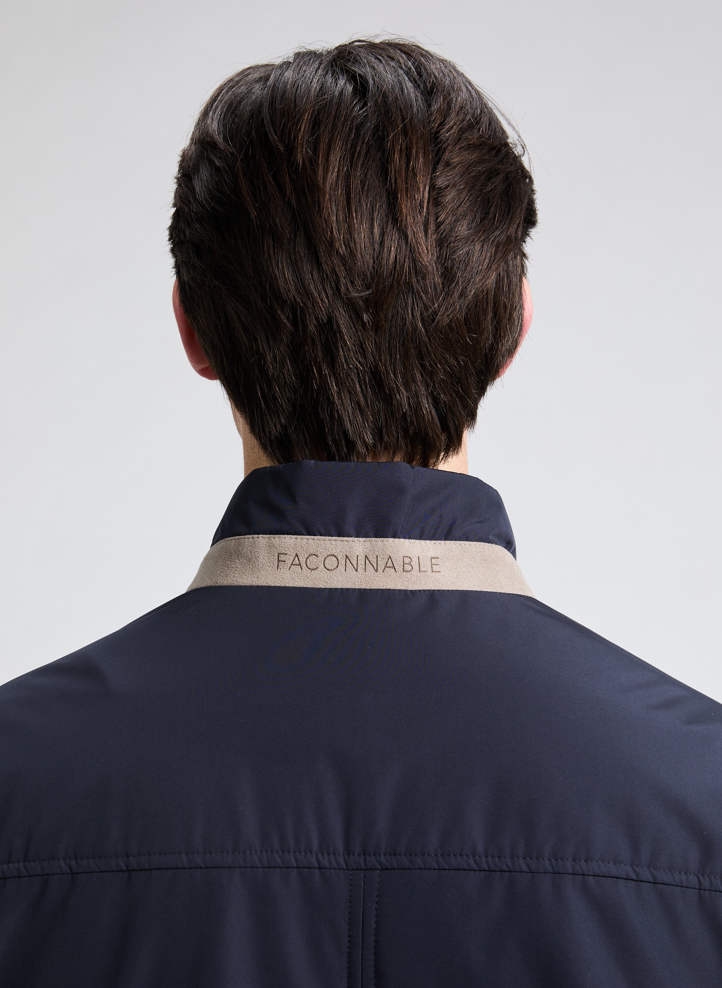 Short jacket with high collar Blue