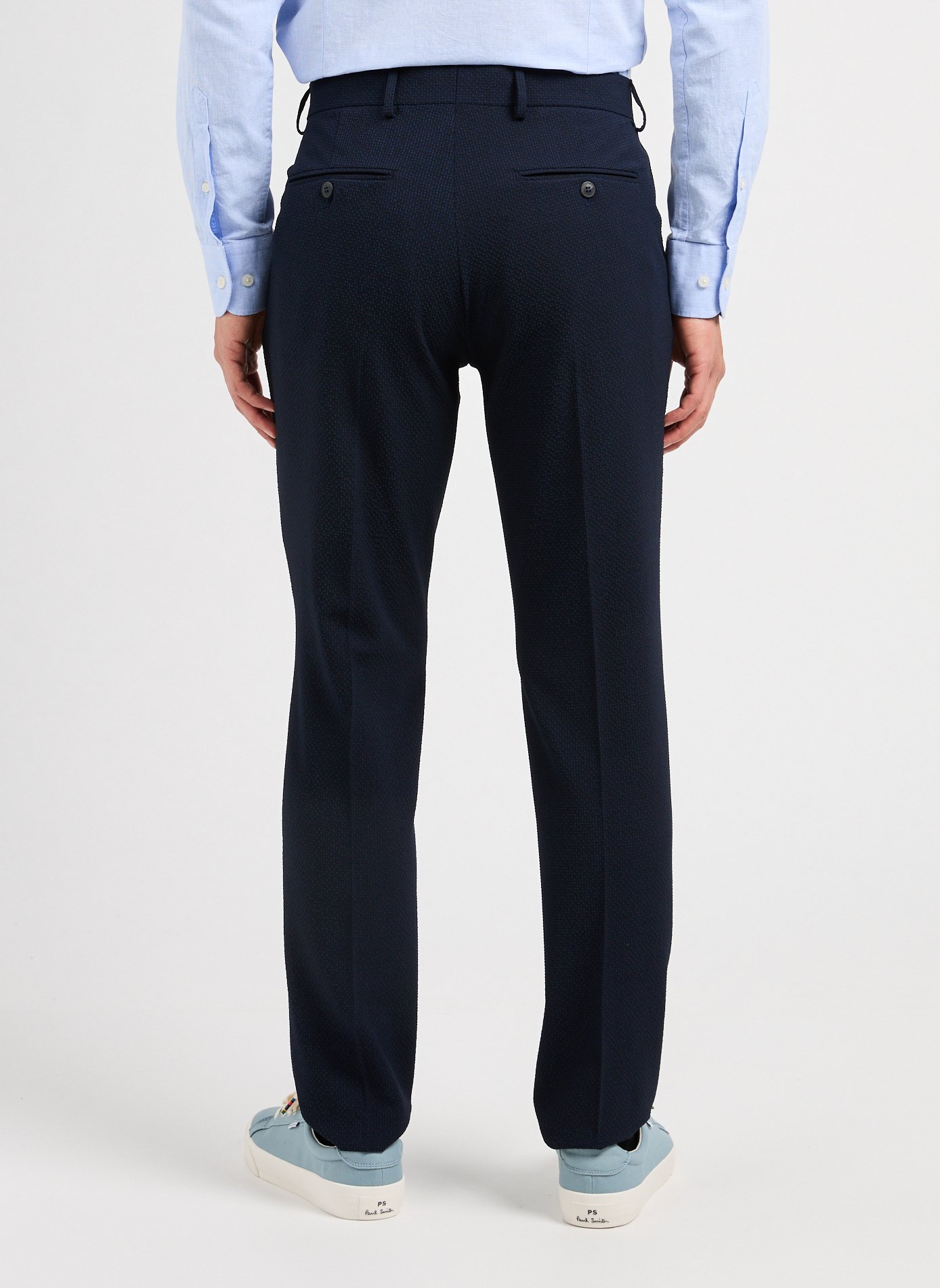 Slim seersucker tailored trousers SELECTED Blue