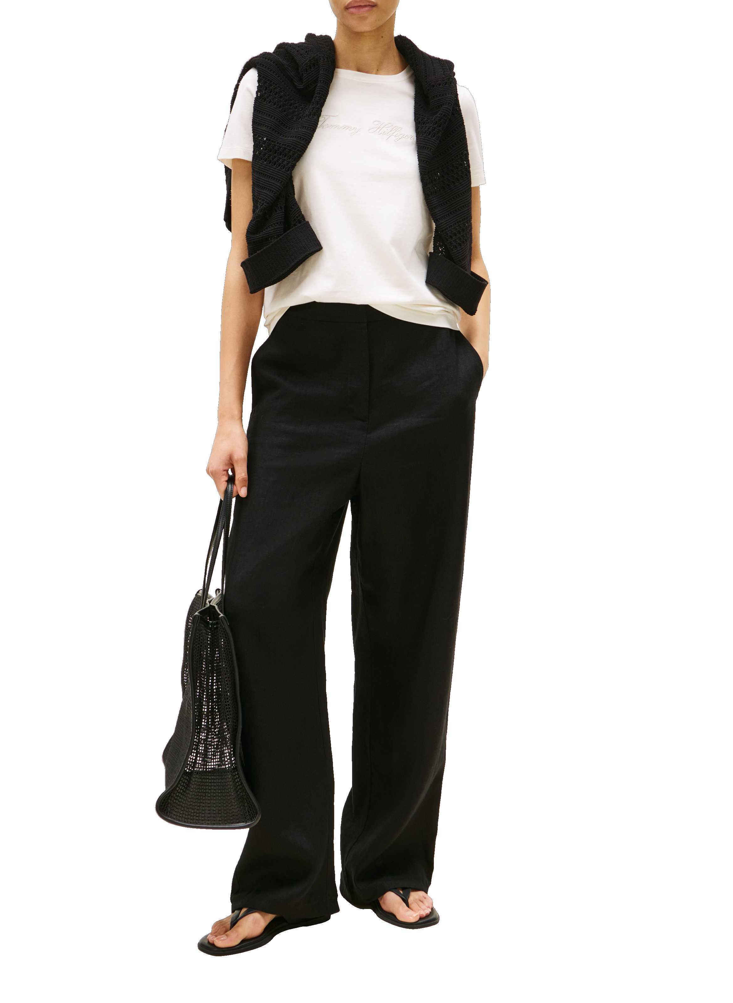 T-shirt with crew neck and embroidered logo TOMMY HILFIGER White