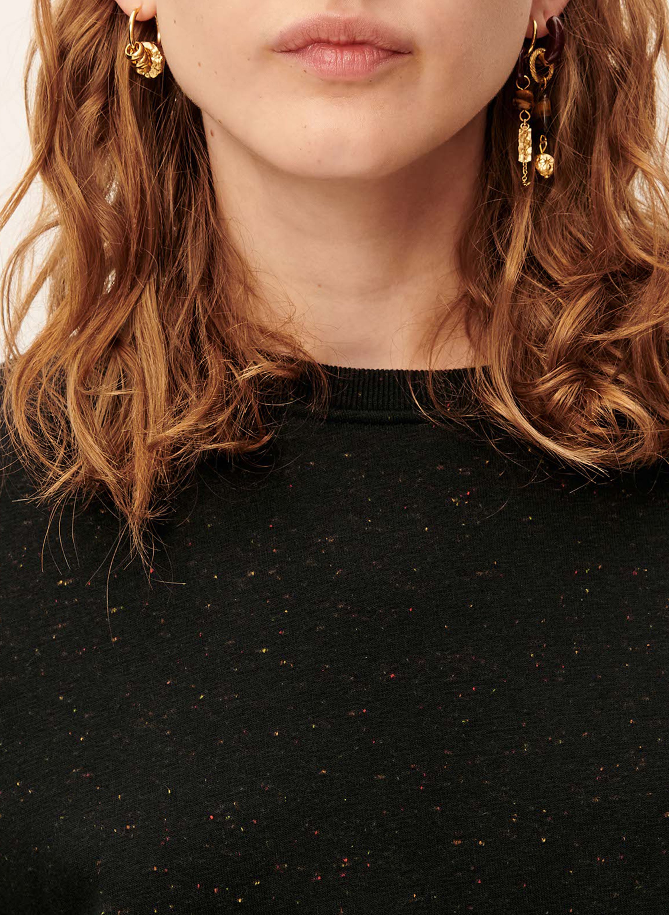 Sweat col rond en coton mélangé chebbi SESSUN Noir