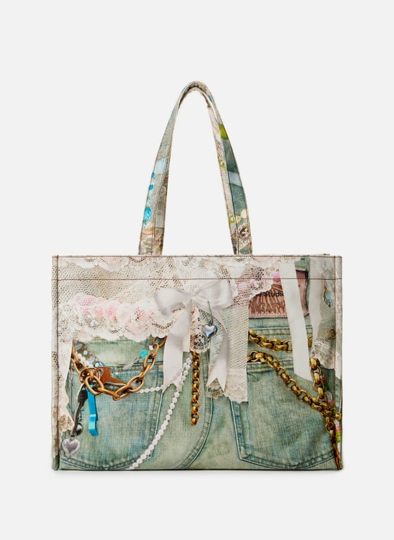 Printed cotton canvas tote bag Multicolour by ACNE STUDIOS ACNE STUDIOS Printed cotton canvas tote bag Multicolour