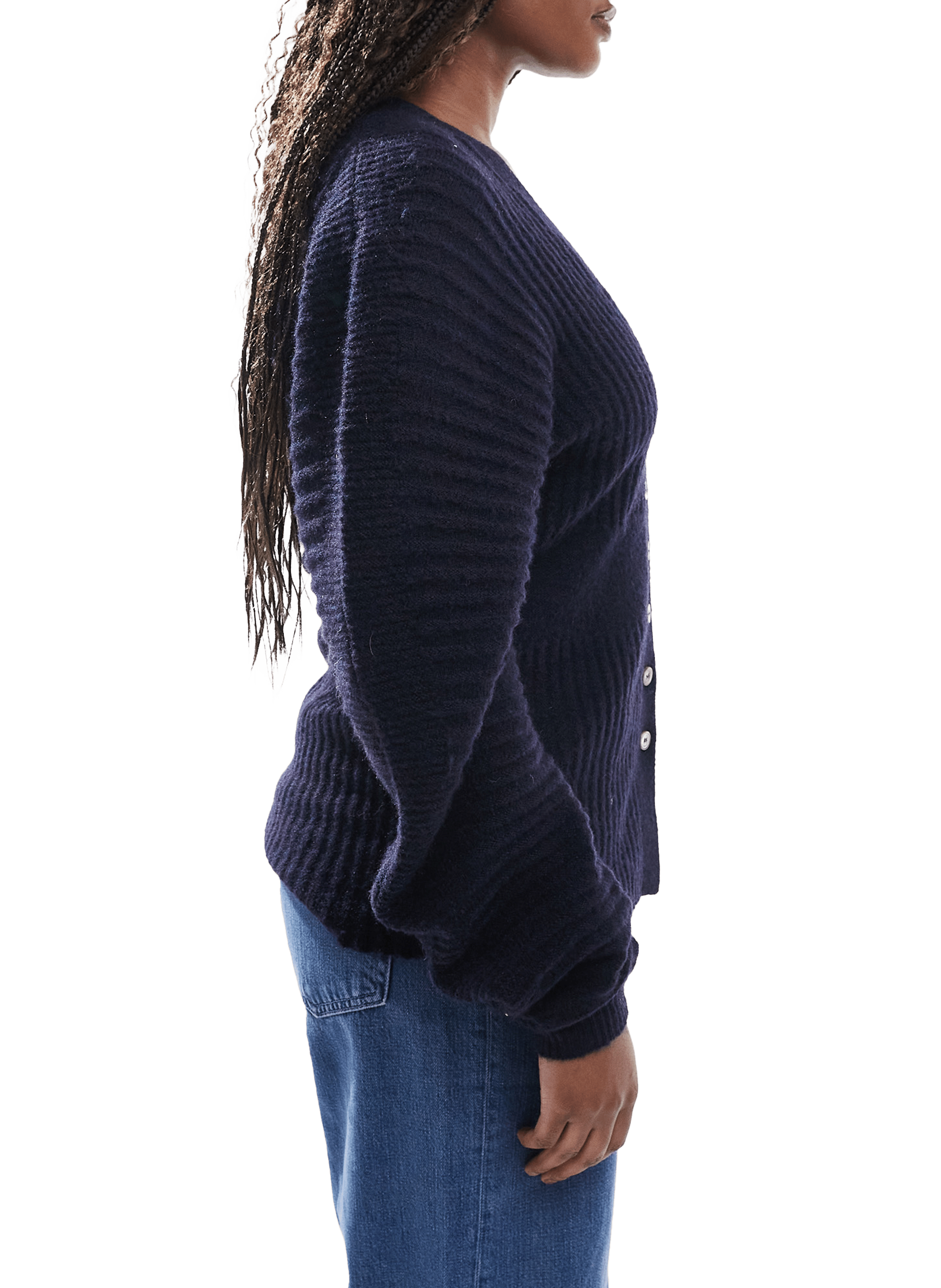 Cardigan côtelé TOPSHOP Bleu