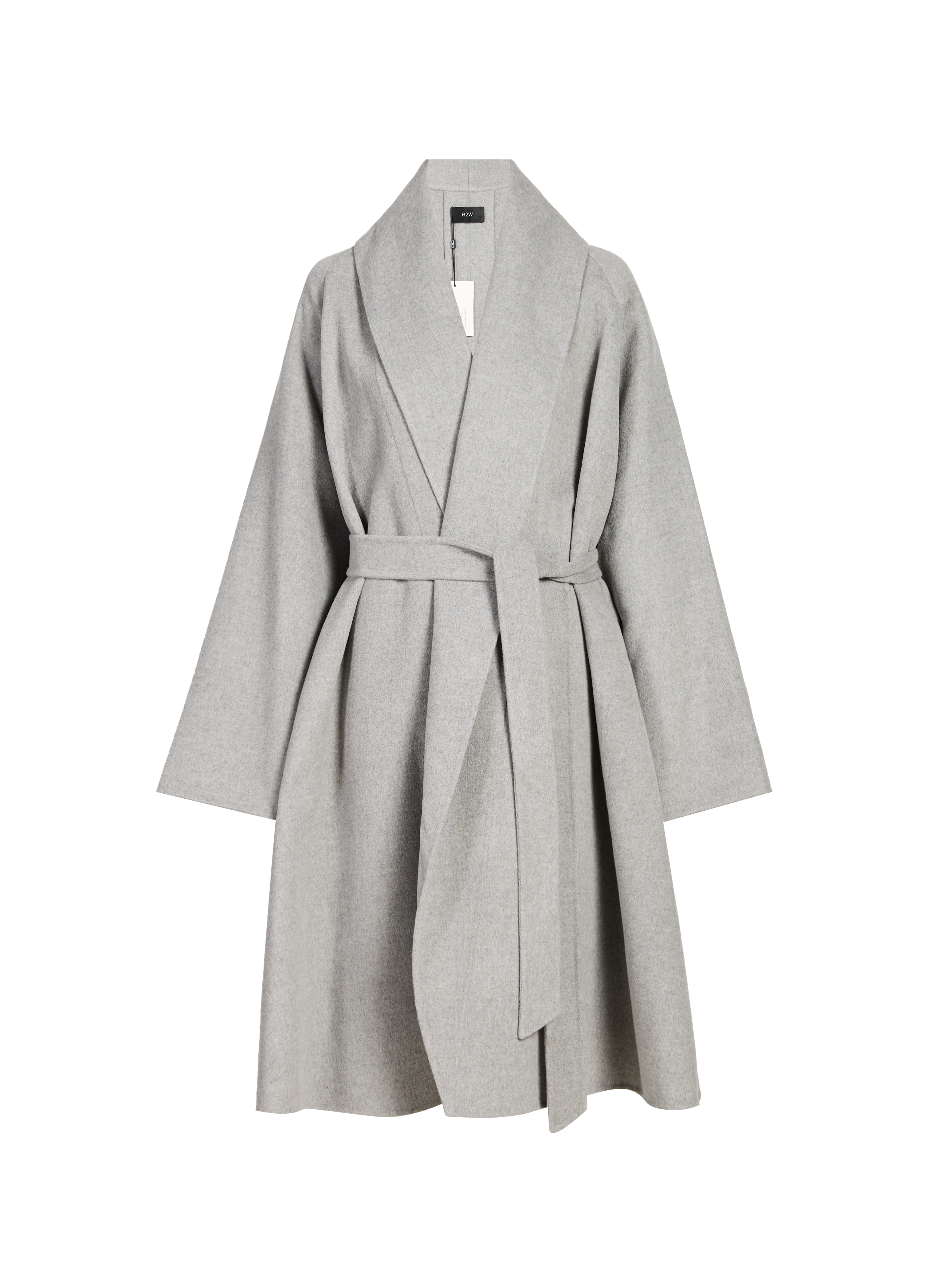 R2W Flared coat with shawl collar in wool and cashmere Grey
