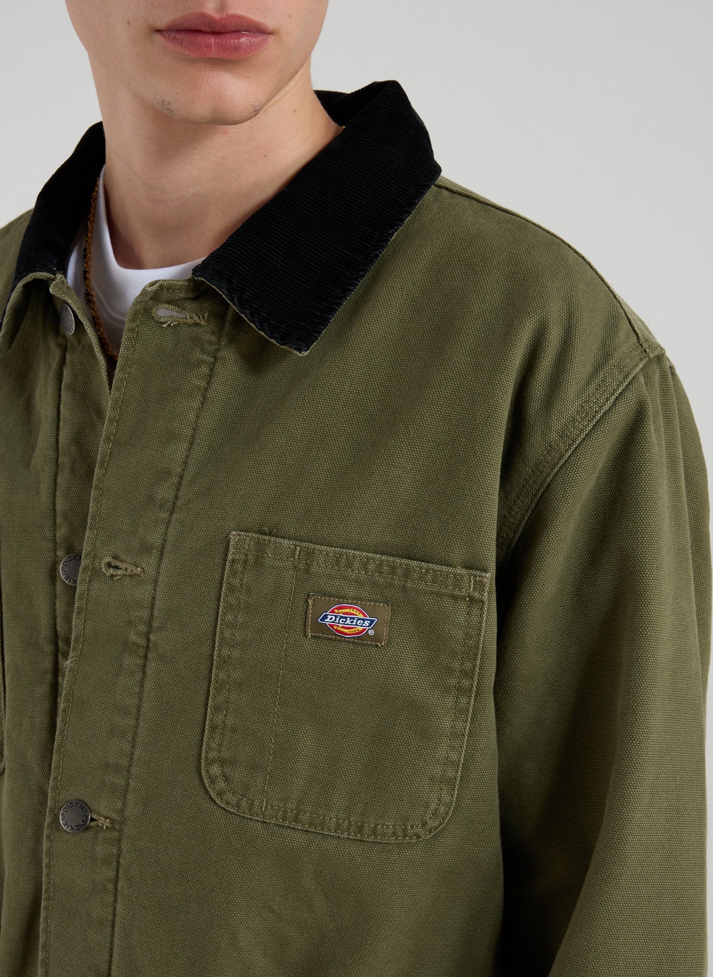 Oversized jacket with classic cotton collar DICKIES Khaki