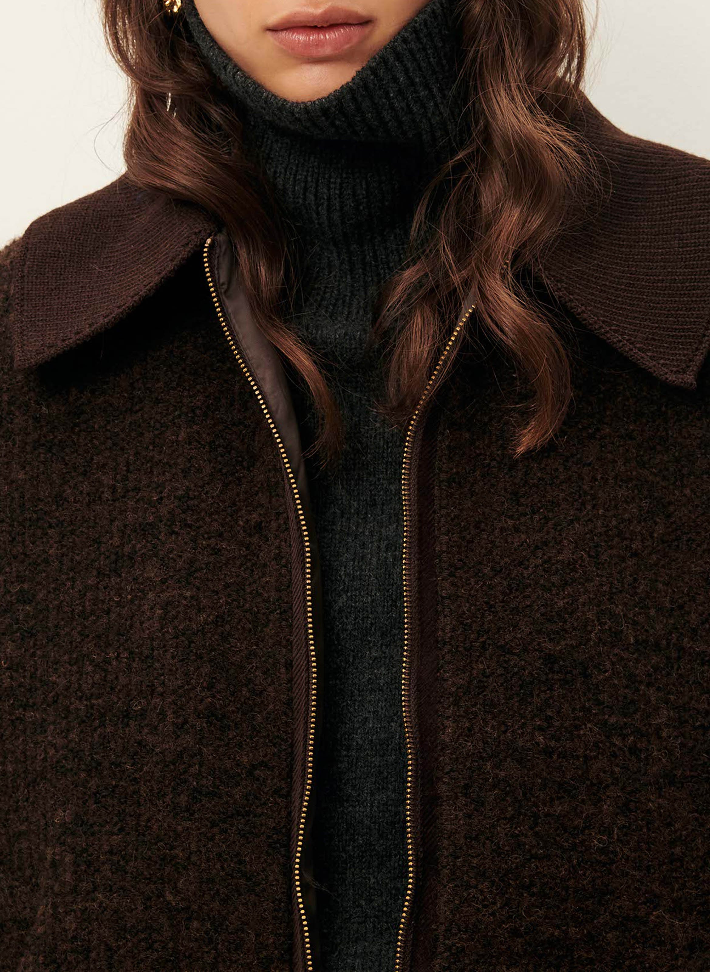 Veste en maille oversize col classique heavenly SESSUN Marron