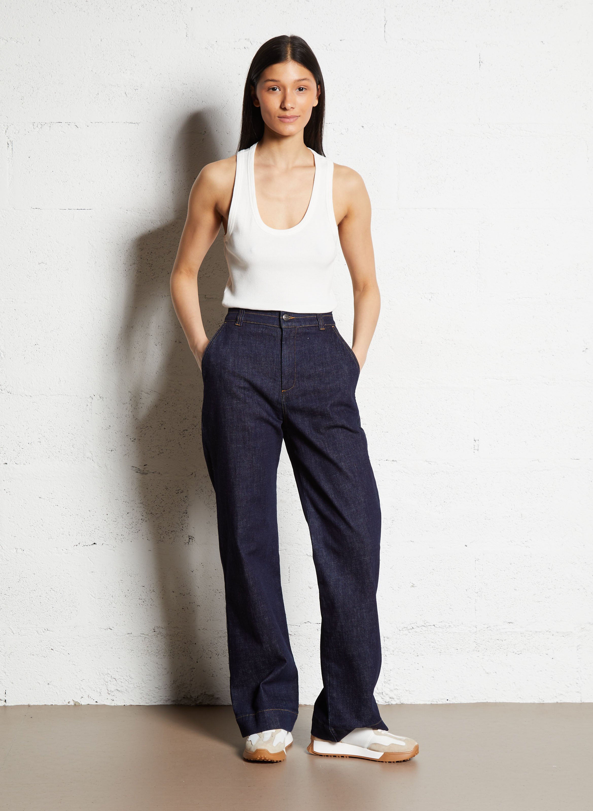 Débardeur col rond en coton IKKS Blanc