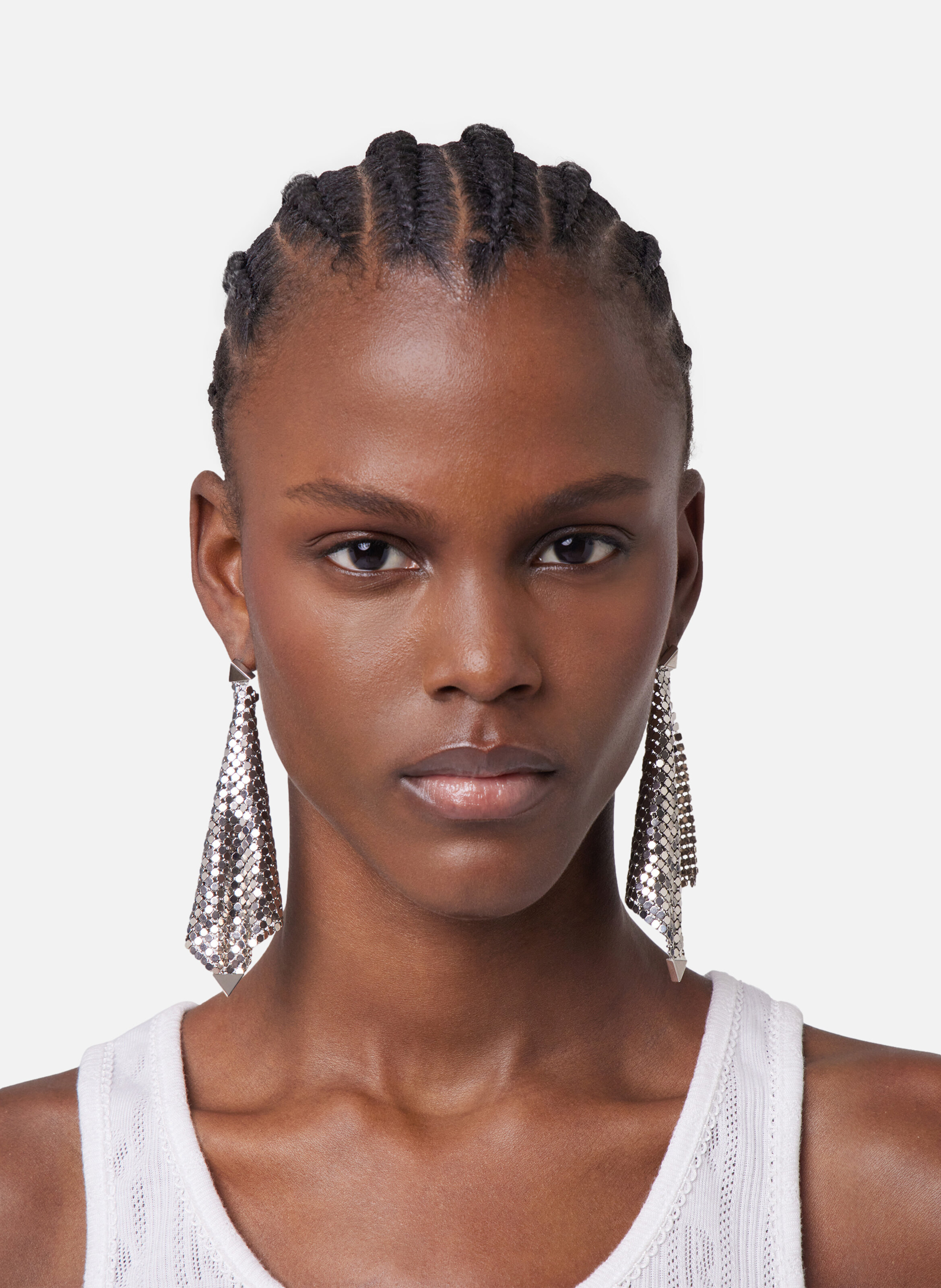 Boucles d’oreilles en mesh RABANNE Argent