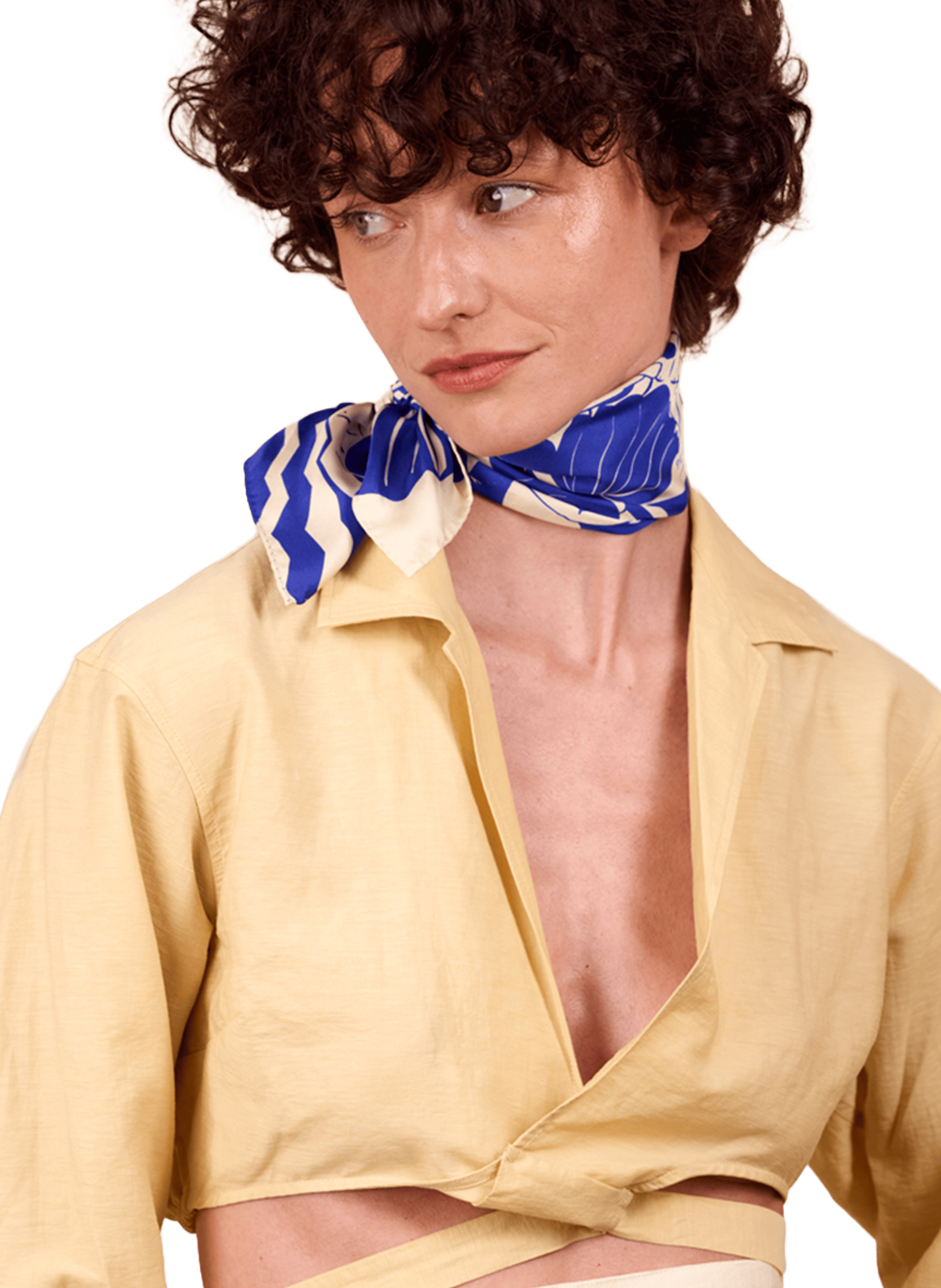 Massalia Outremer - Carré 45 imprimé en soie PETITJEAN PARIS Bleu