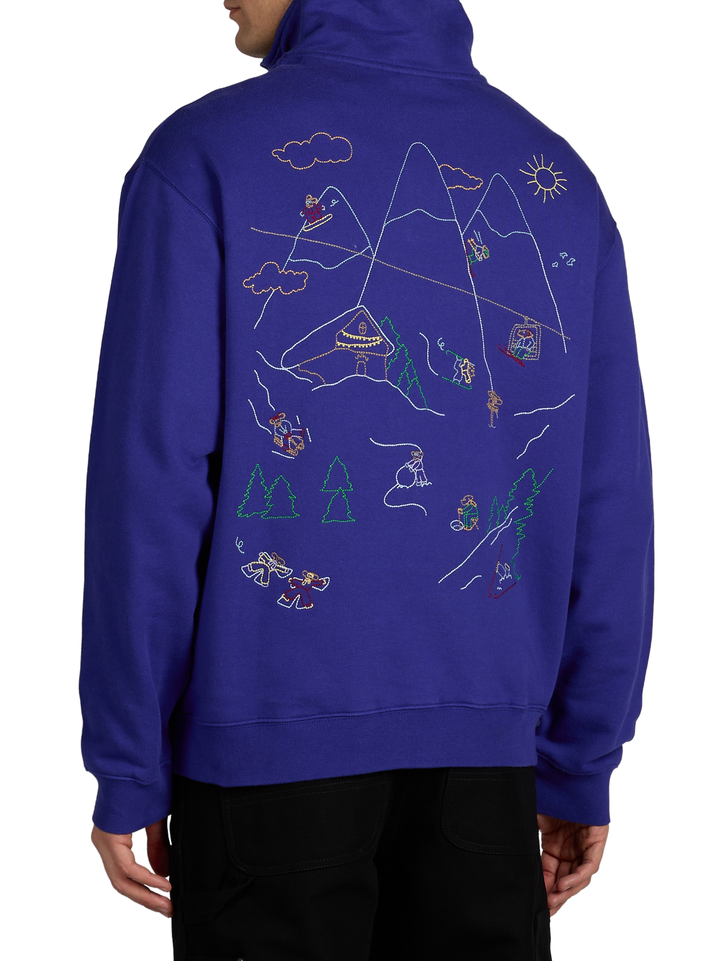 Pull zippé brodé en coton MAISON LABICHE Bleu