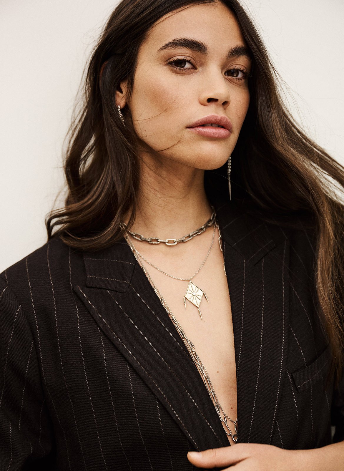 Veste tailleur oversize rayée hocee BA&SH Marron