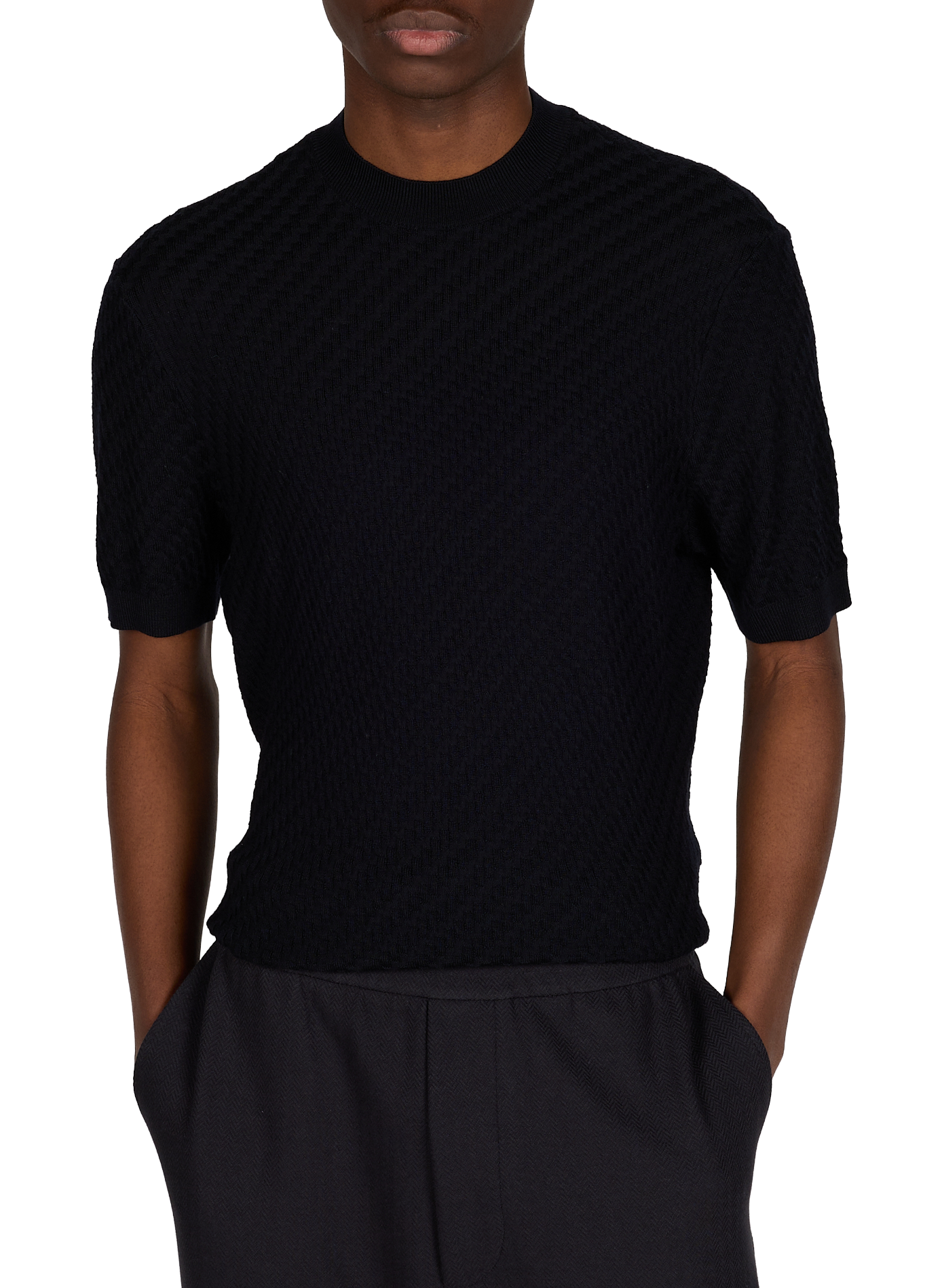 Round neck T-shirt in virgin wool EMPORIO ARMANI Blue