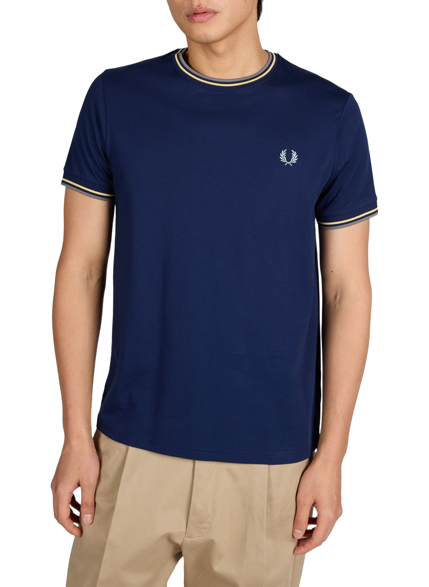 T-shirt droit uni à col rond FRED PERRY Bleu