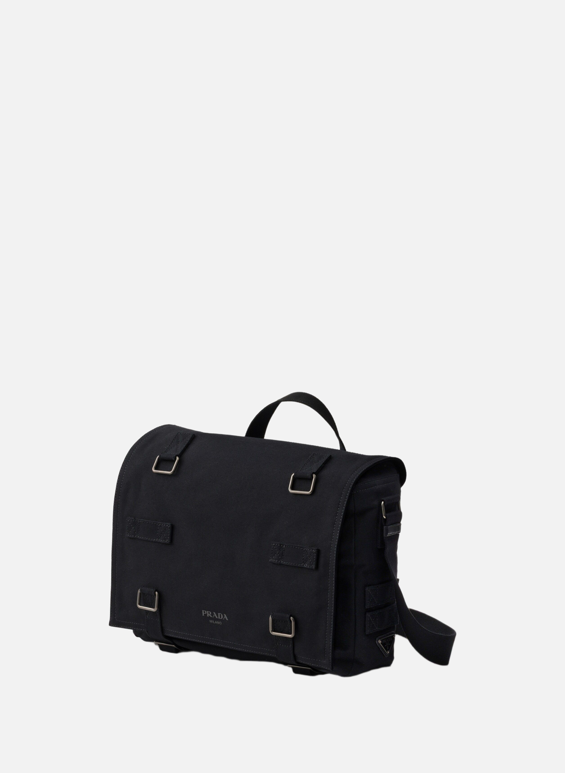 Sac porté épaule en toile PRADA Noir