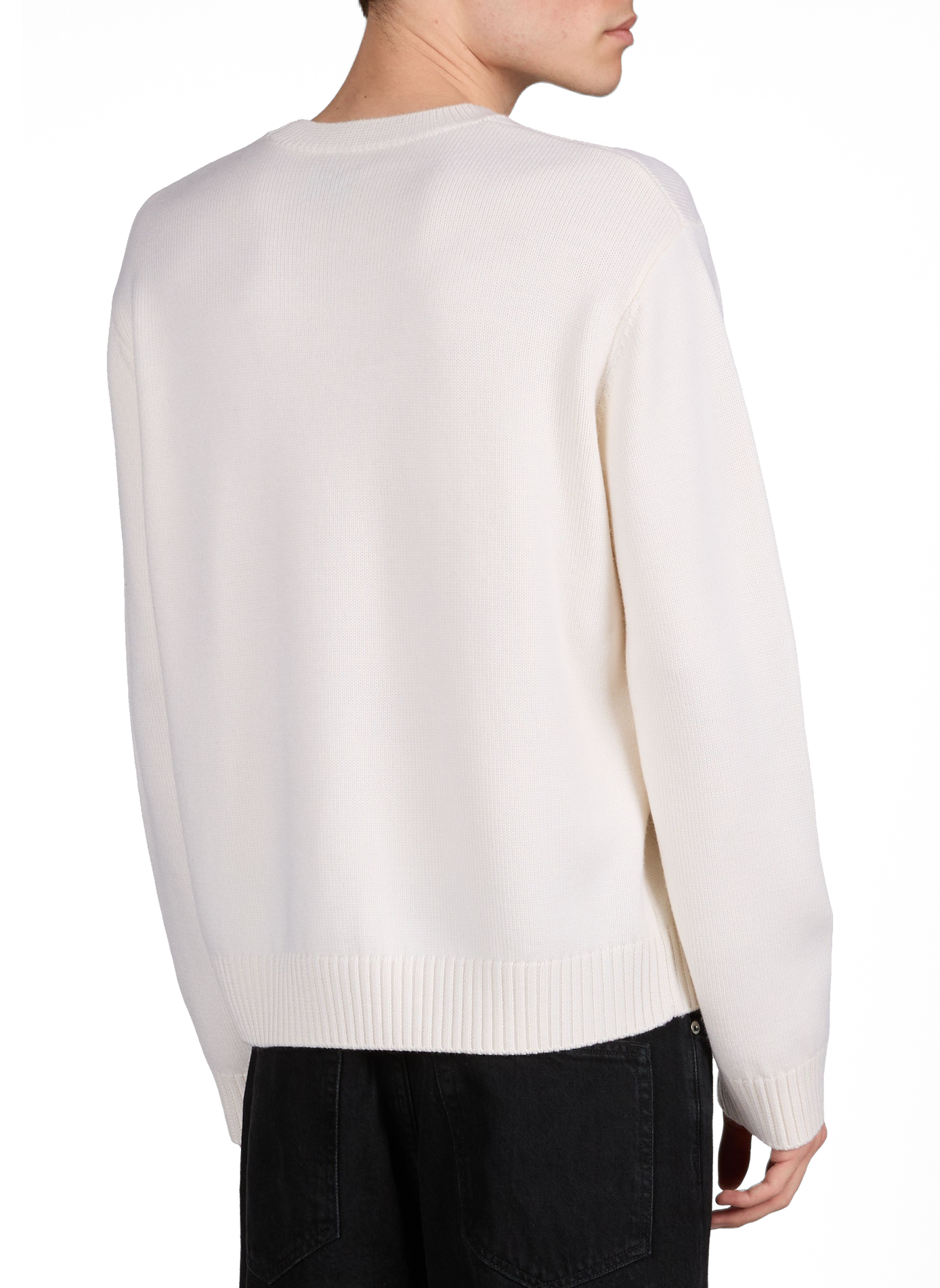 Merino wool round neck embroidered sweater CASABLANCA PARIS White