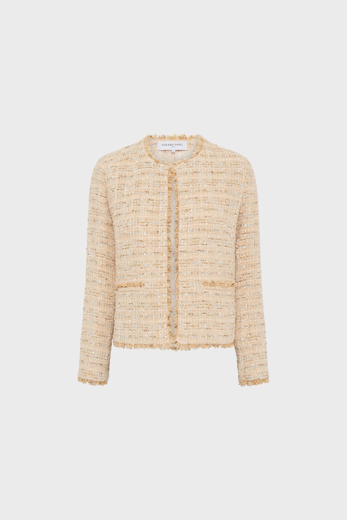 Veste sans col en tweed et lurex - talea GERARD DAREL Beige