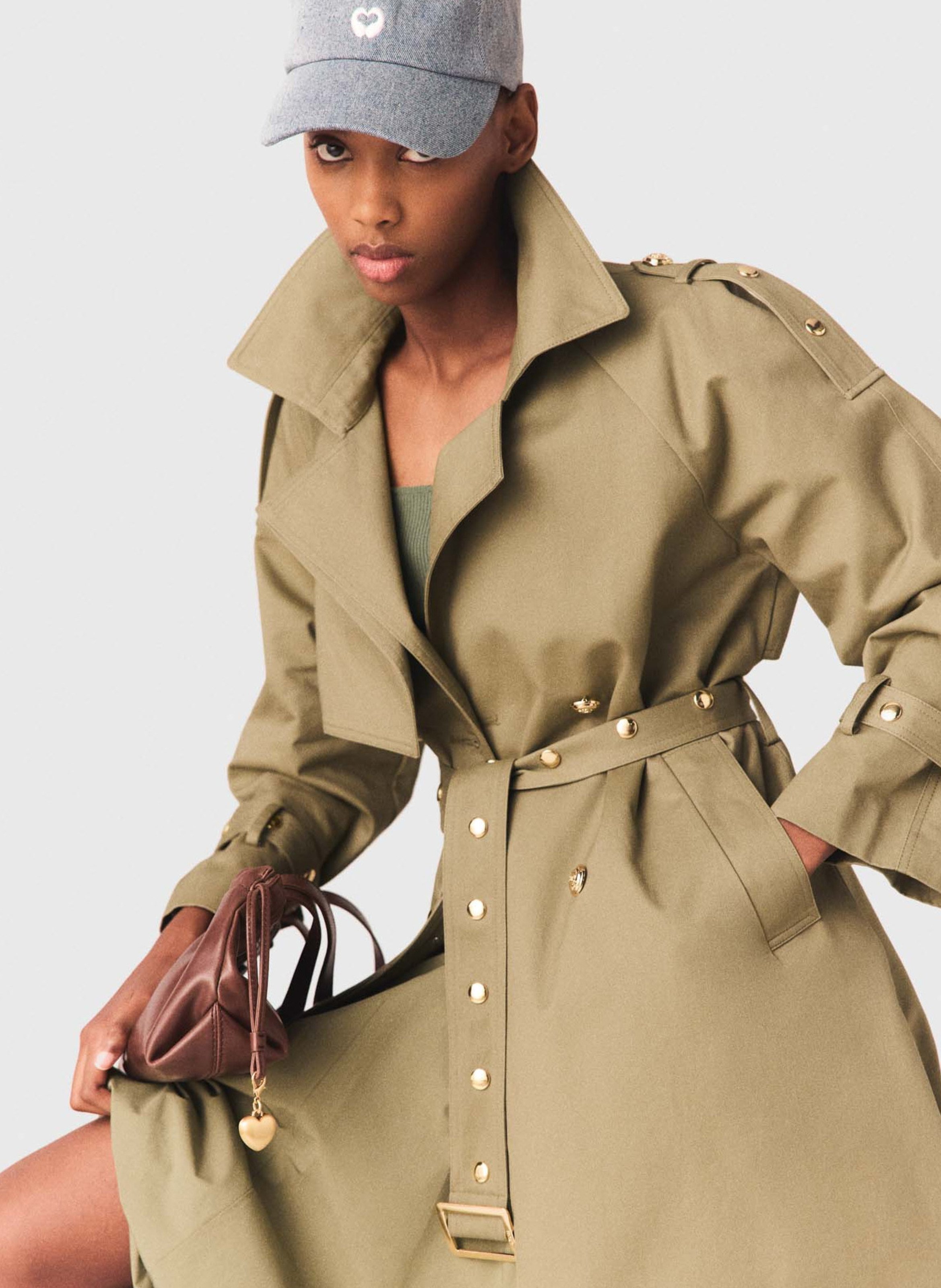 Trench cintrée en coton MAJE Kaki