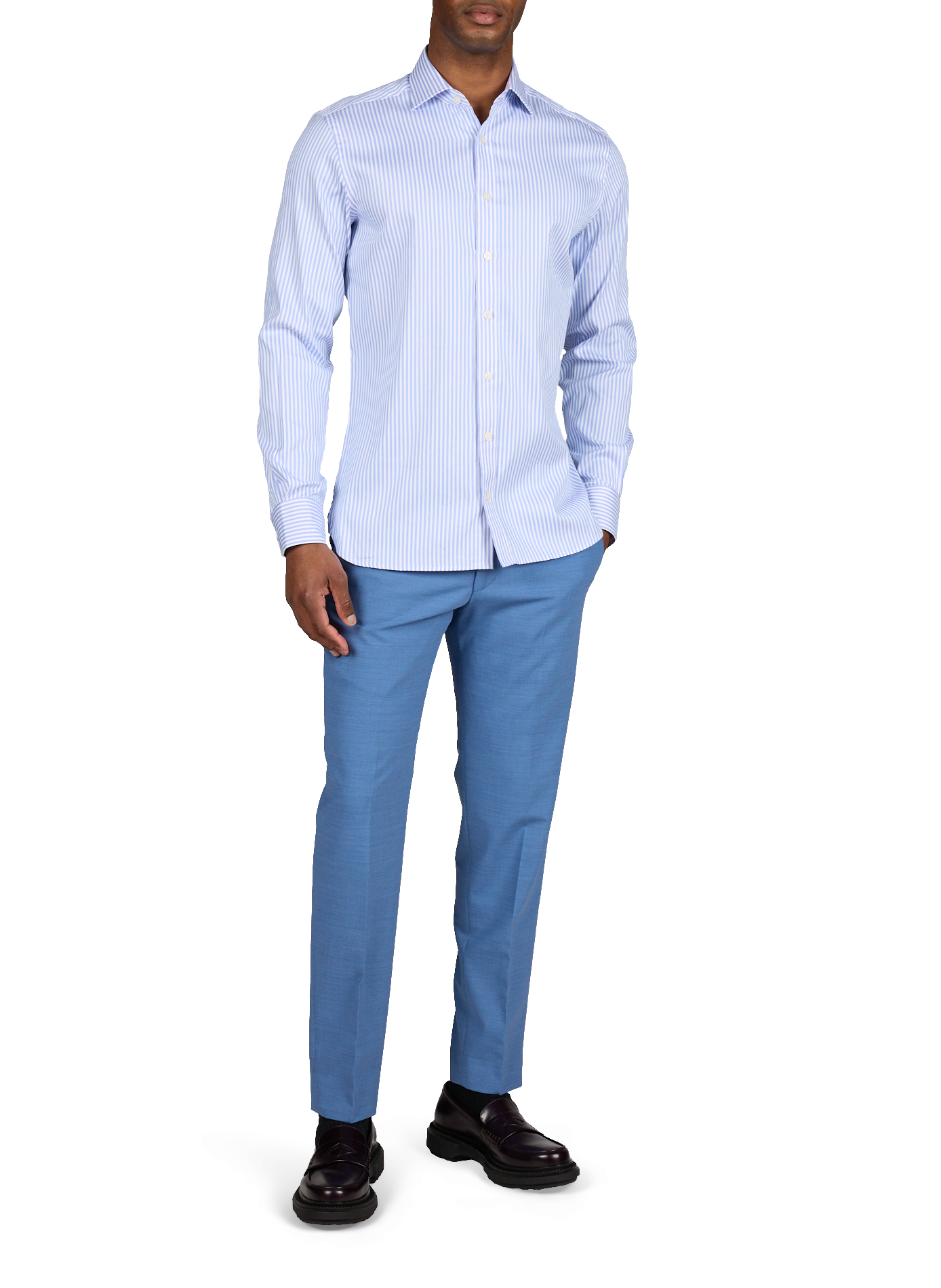Chemise à rayures en coton HACKETT Bleu