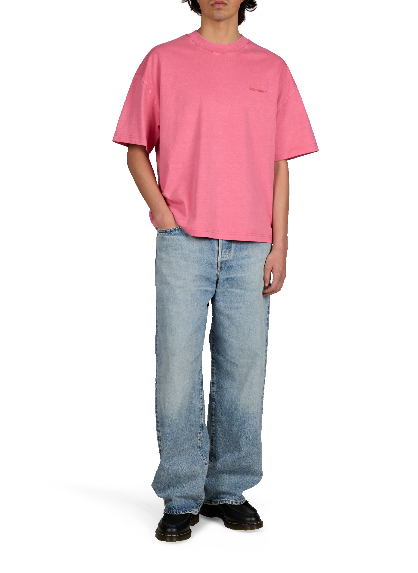 Cotton T-shirt with logo embroidery CARHARTT WIP Pink