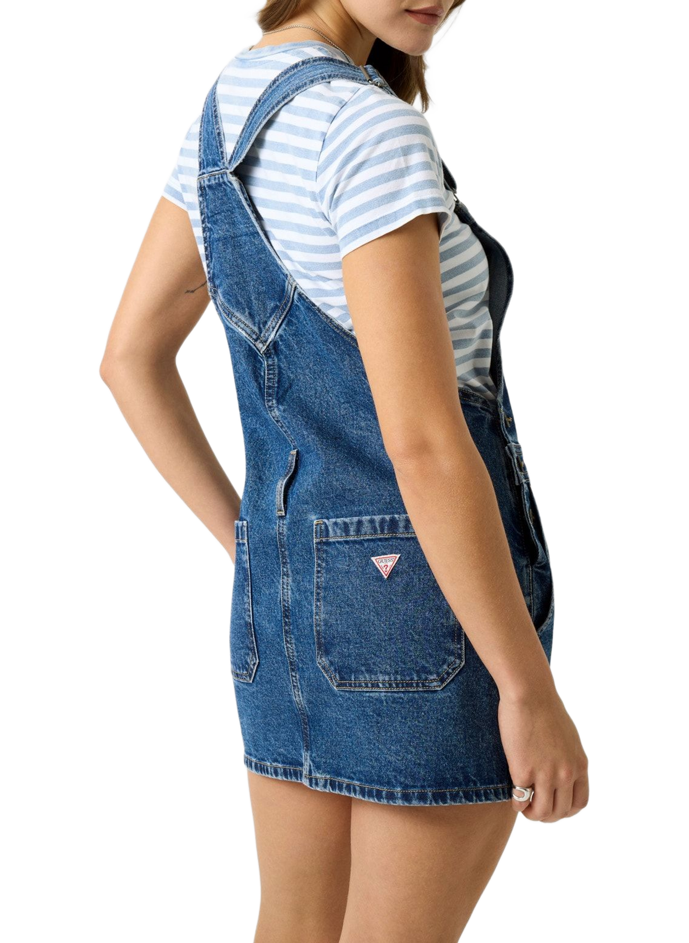 Short cotton blend overall dress GUESS Blue