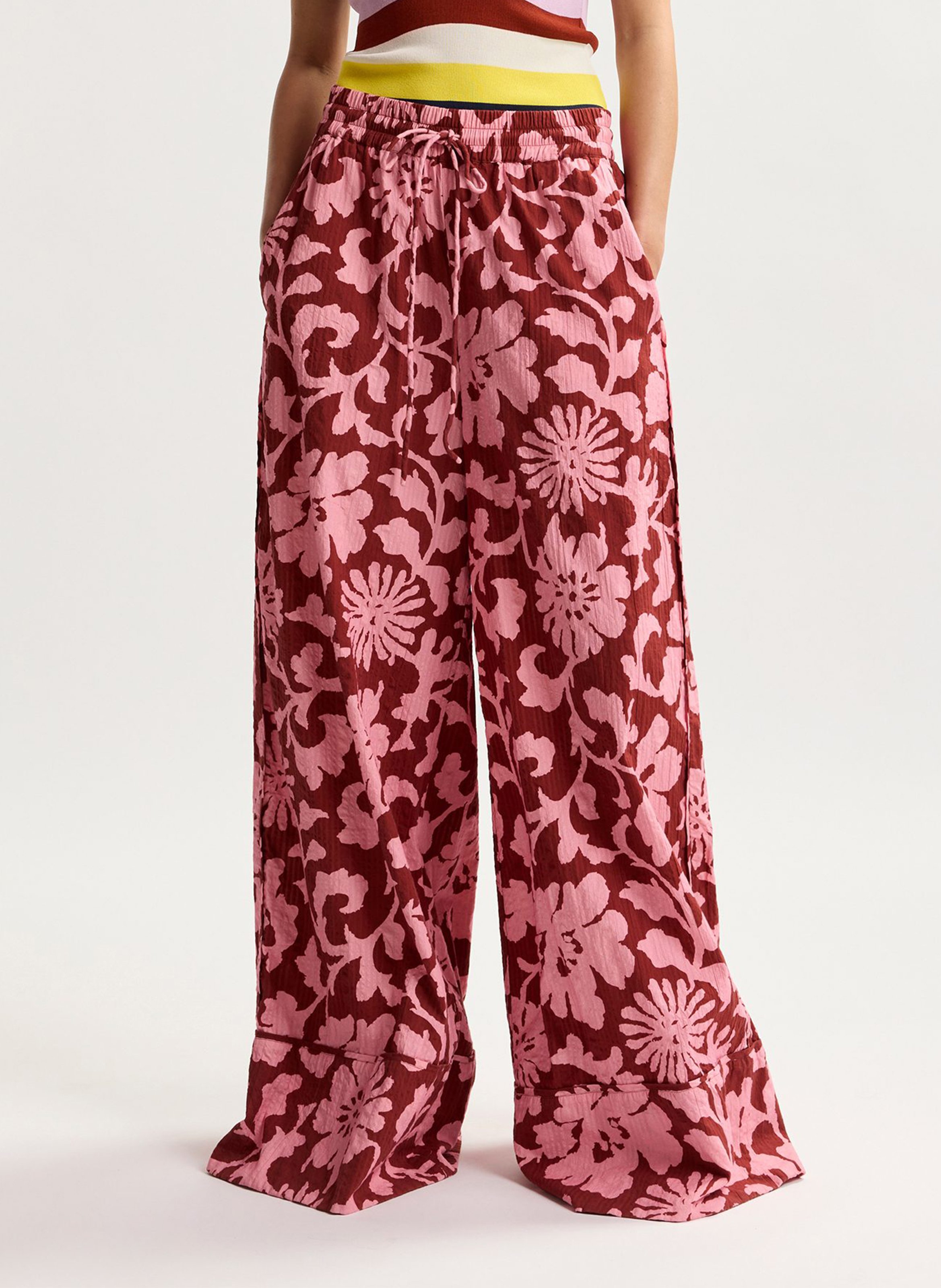 Pantalon taille haute large imprimé jomery ESSENTIEL ANTWERP Rouge