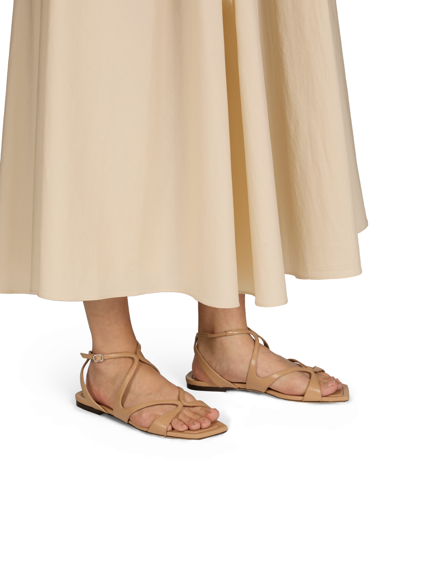 Flache Sandalen aus Leder Ayla JIMMY CHOO Beige