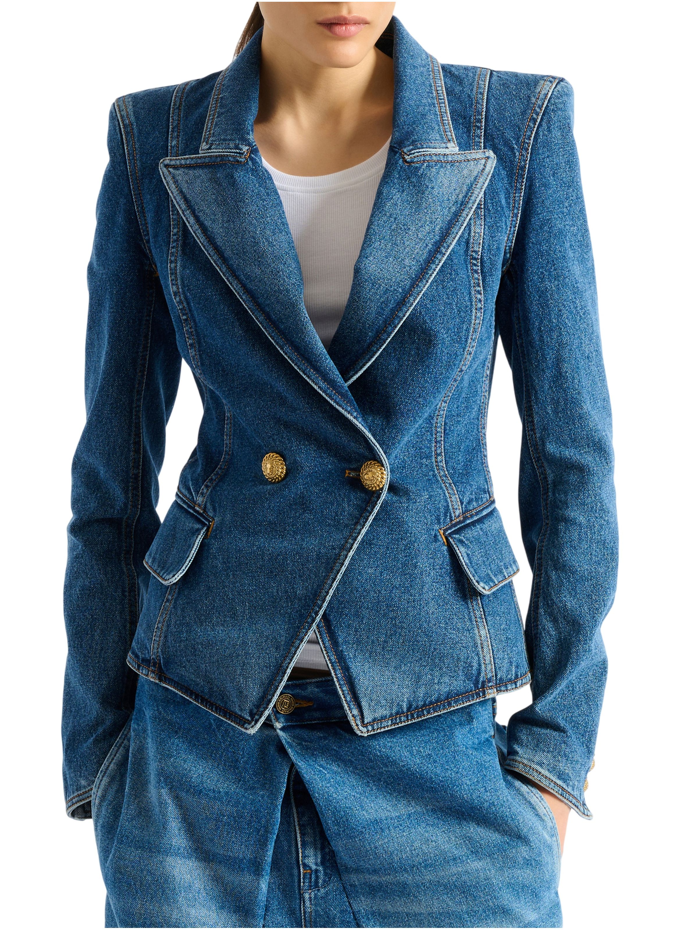 Veste 2 boutons en denim BALMAIN Bleu