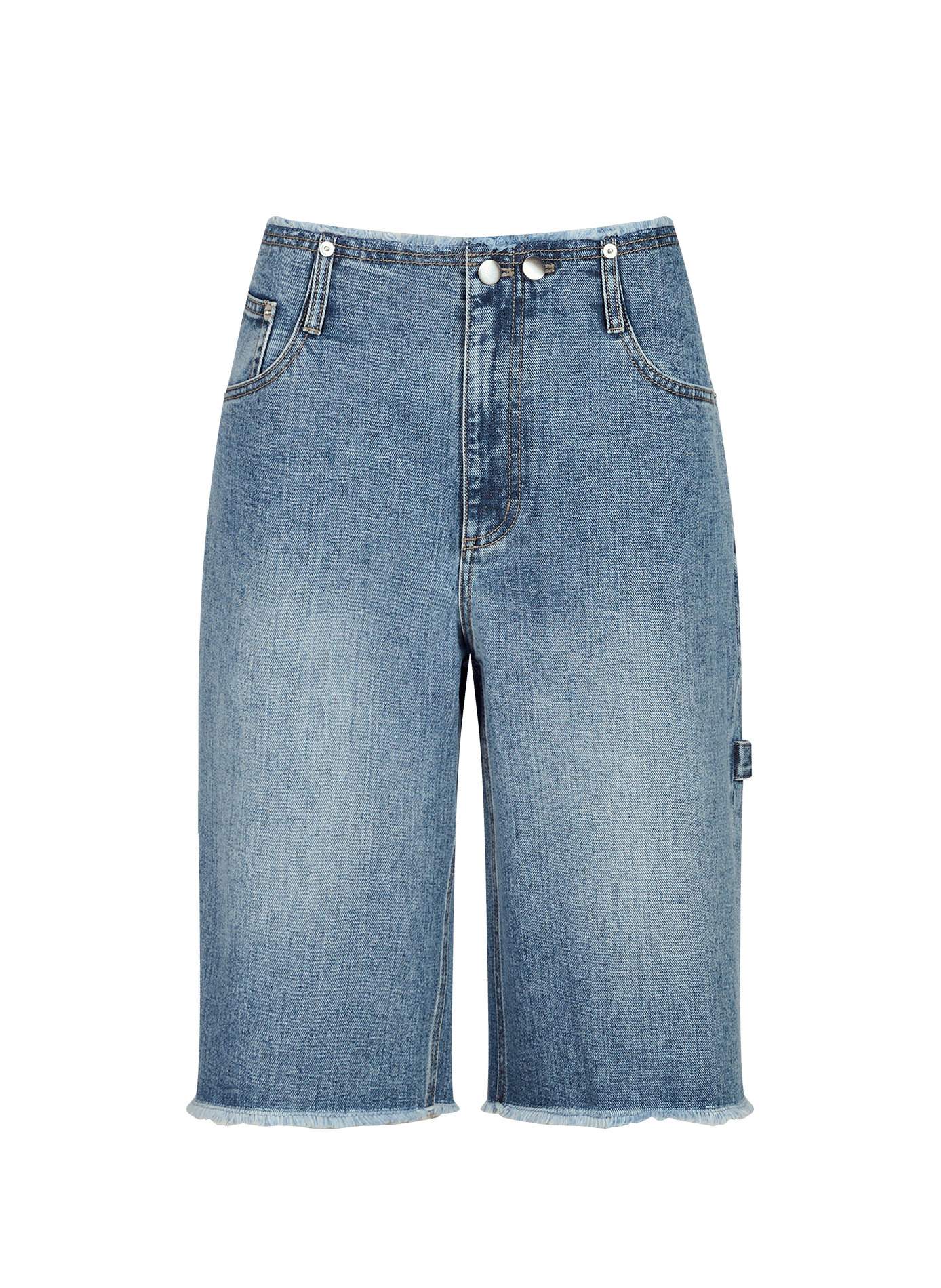 Denim cotton shorts with frayed edges TIBI Blue