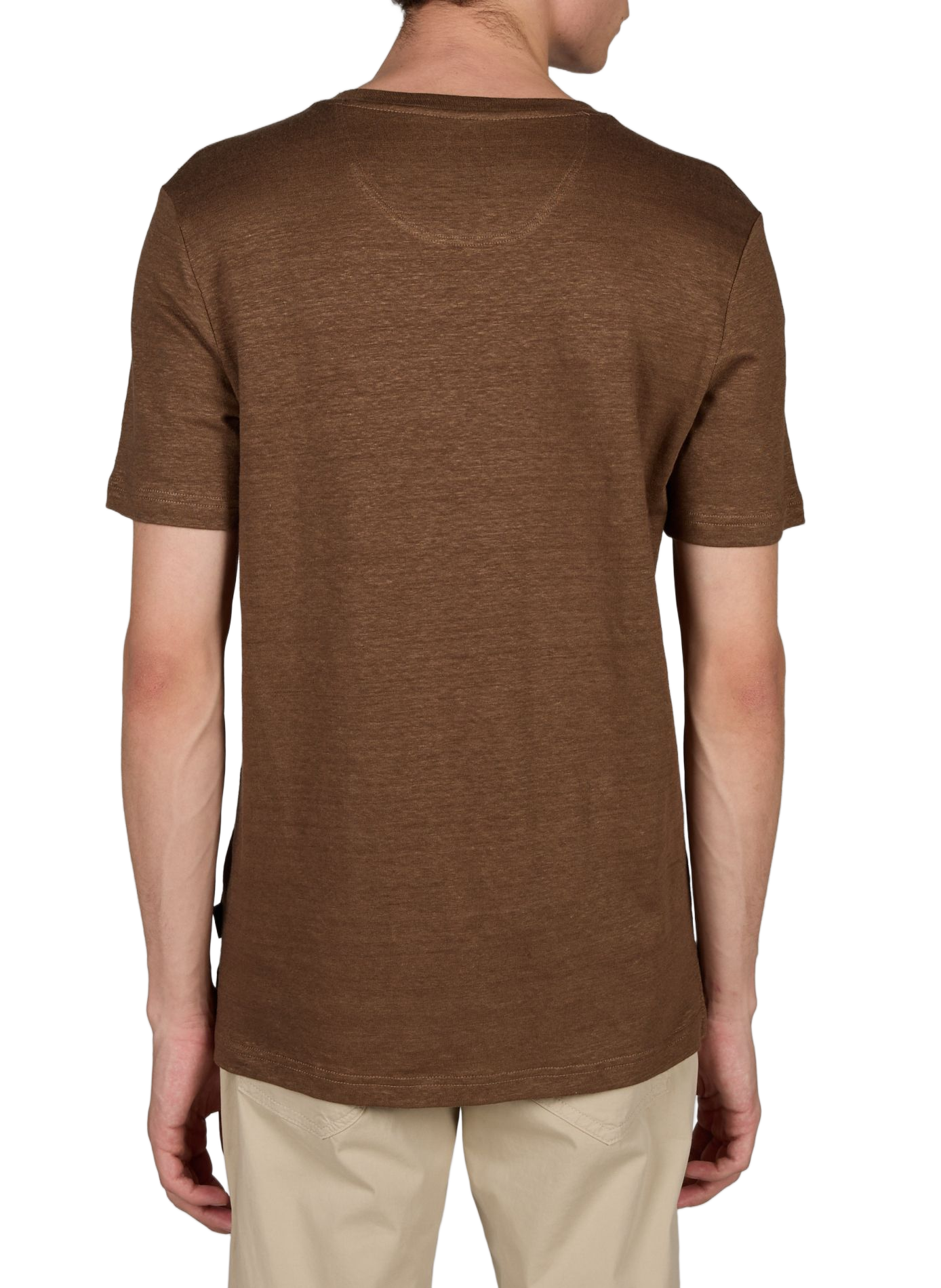 T-shirt manches courtes en lin mélangé PIERRE CARDIN Marron