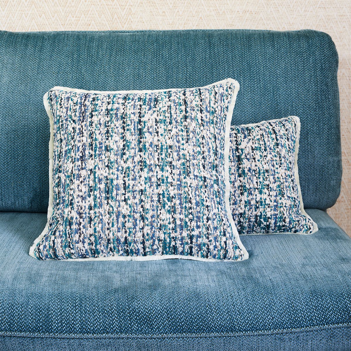 Housse de coussin en coton, illusion YVES DELORME Bleu