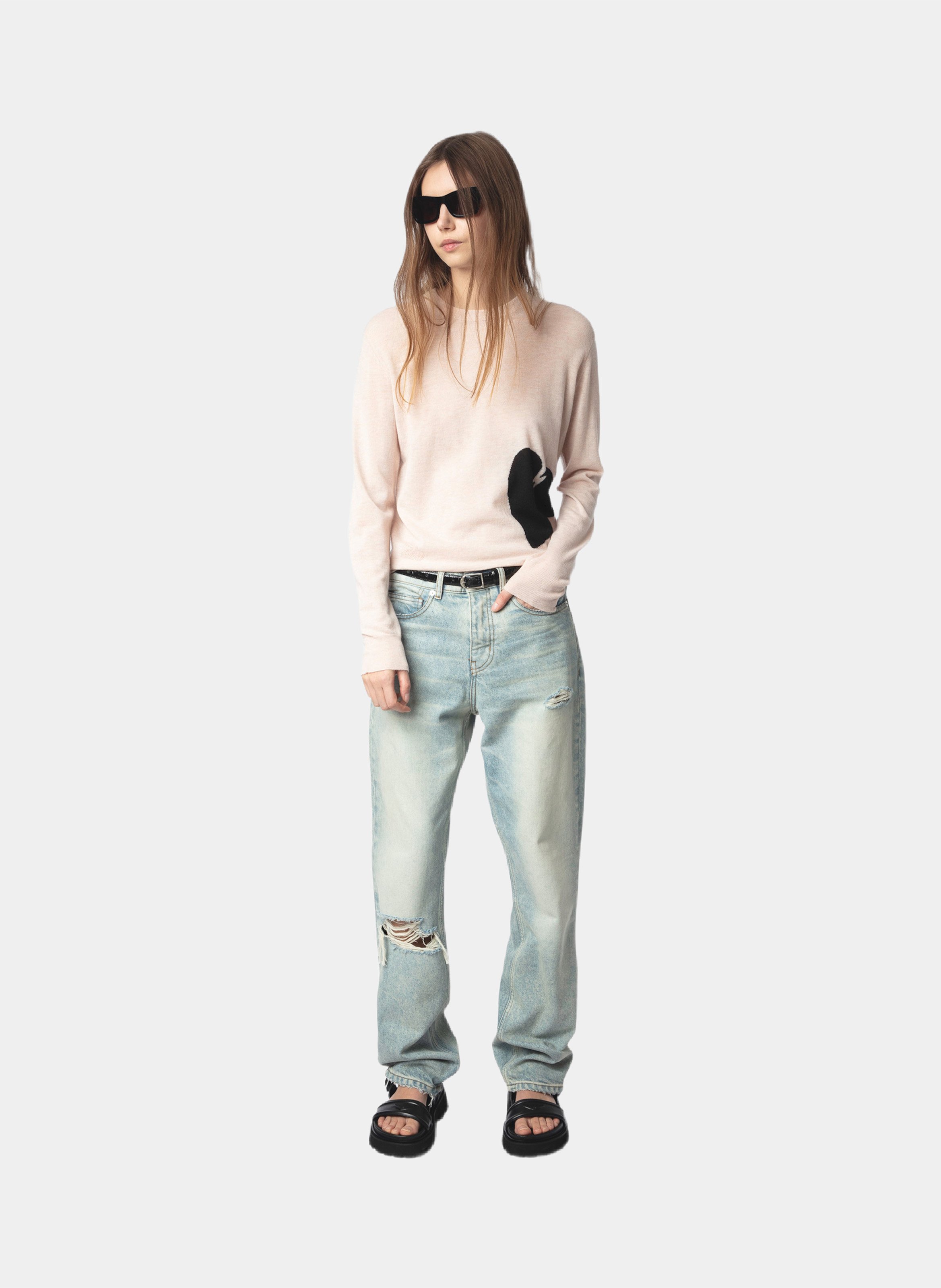 Pull droit imprimé en cachemire pravis ZADIG&VOLTAIRE Rose