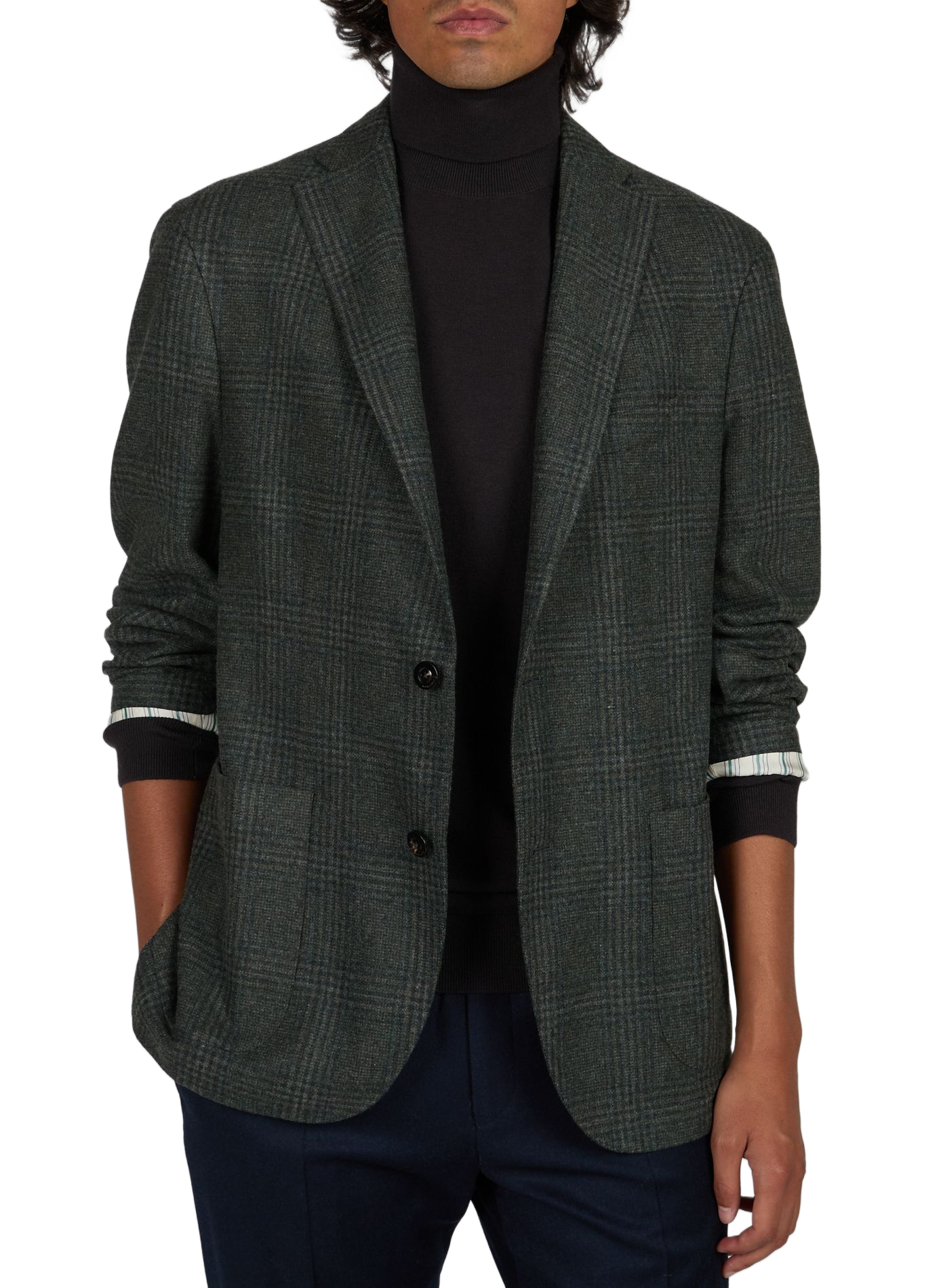 Straight wool blazer with patterns BOGLIOLI Green