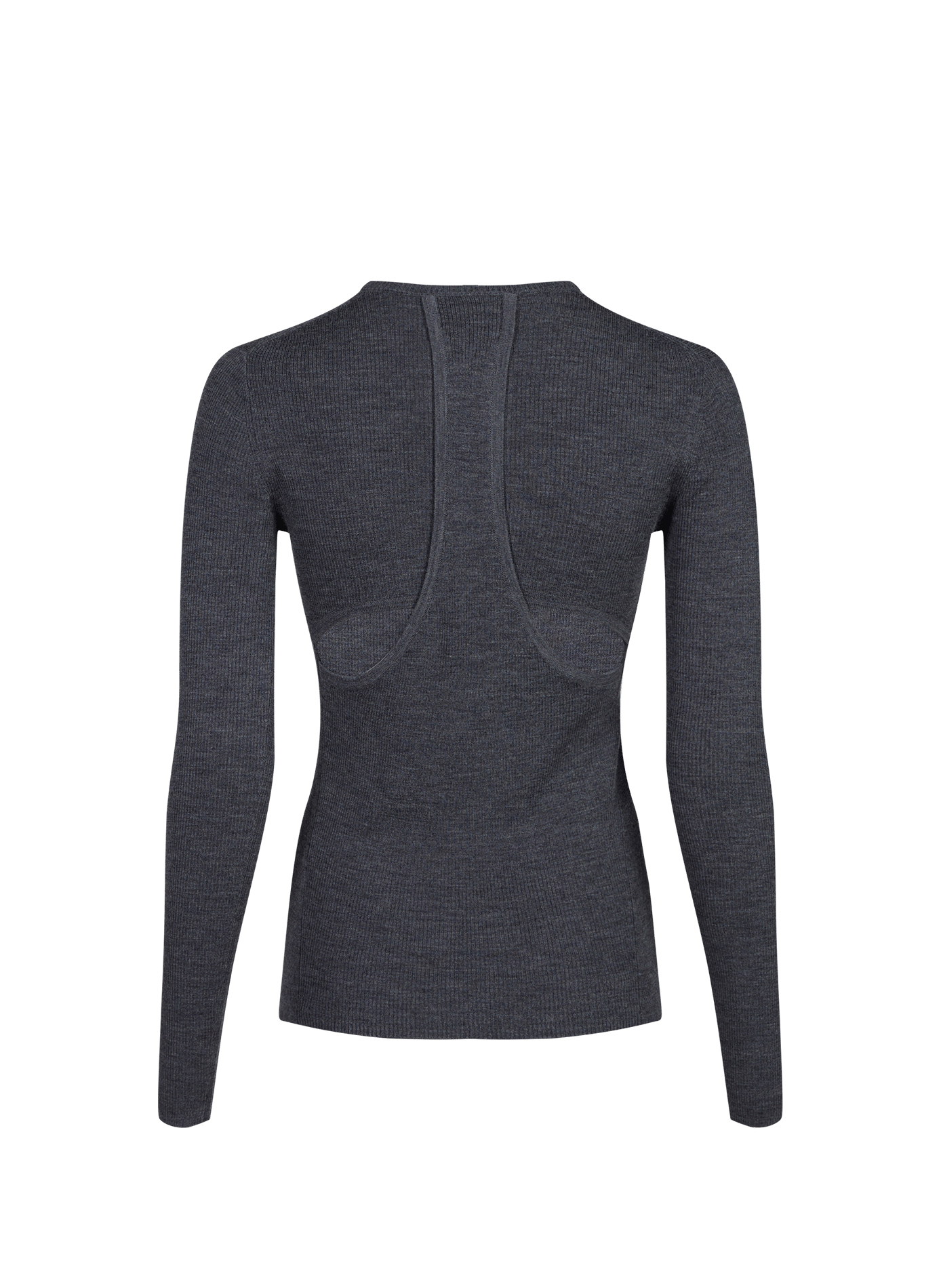 Gerade geschnittener Pullover mit Rundhalsausschnitt und Rückenausschnitten aus Wolle TIBI Grau