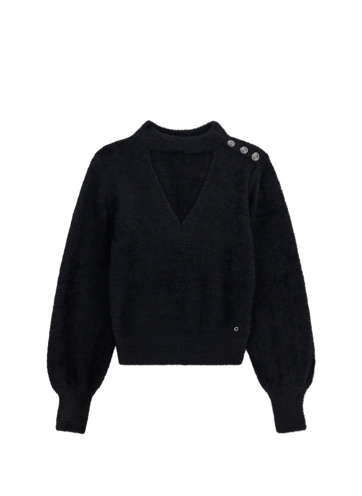 Fluffy V-neck jumper GUESS Black
