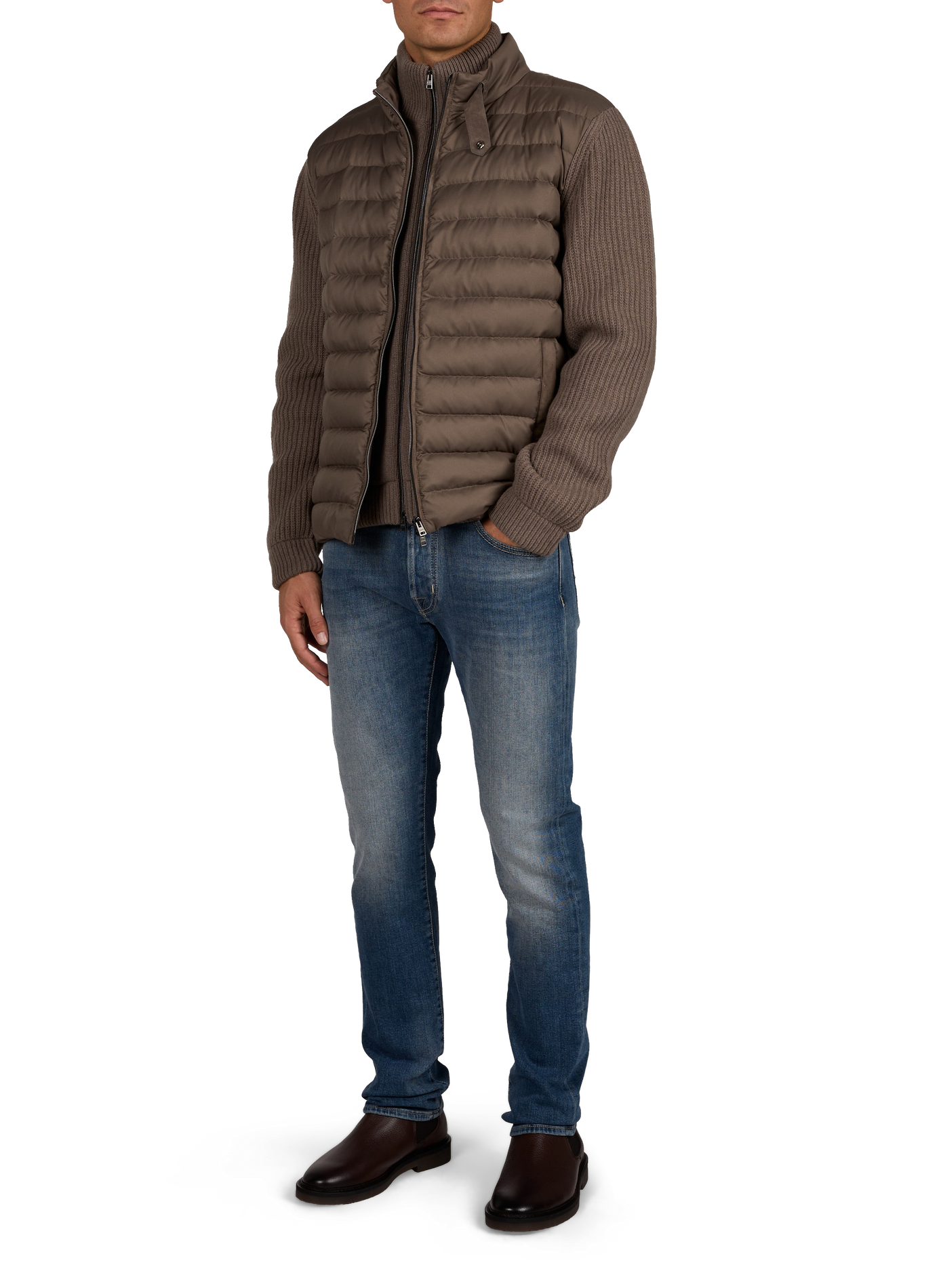 Straight wool puffer jacket HERNO Brown