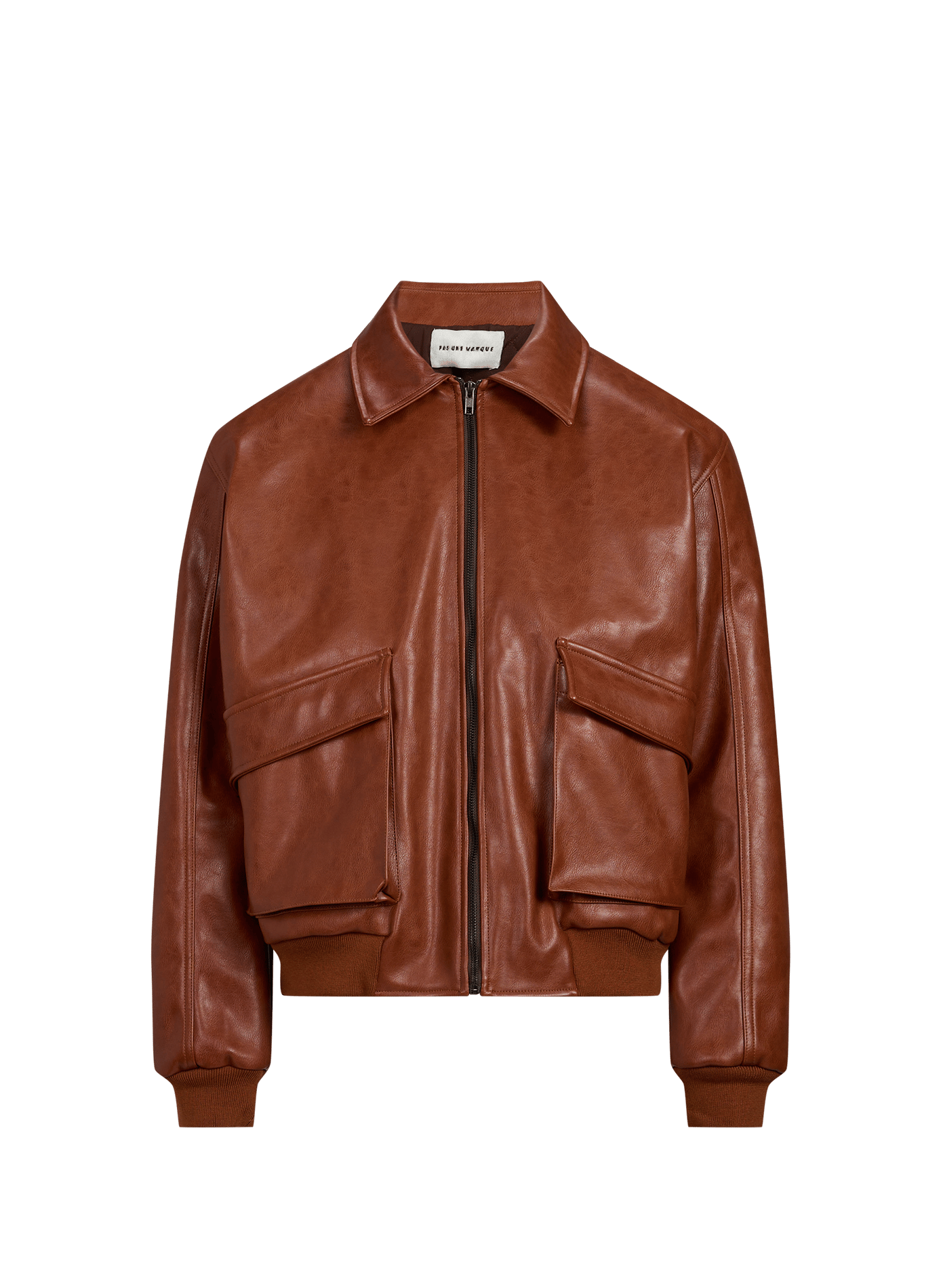 Loose fit solid zip-up jacket PAS UNE MARQUE Brown