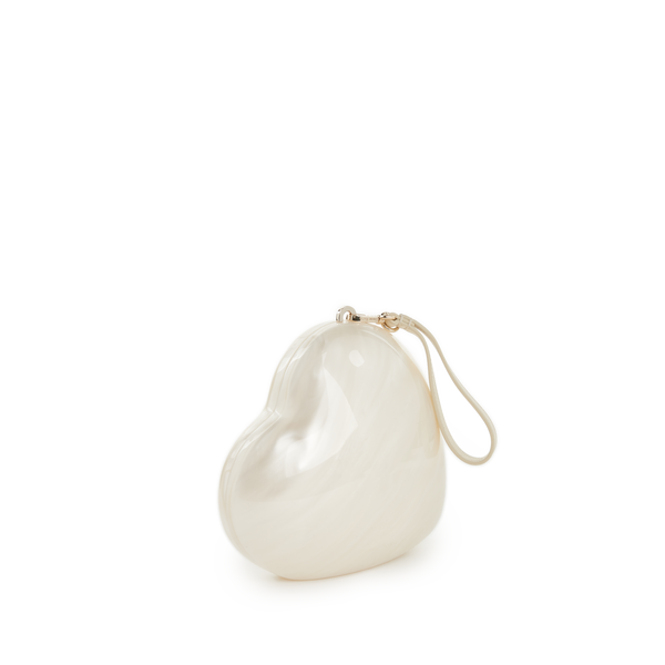 Simone Rocha Pearl-effect Heart-shaped Clutch In Beige