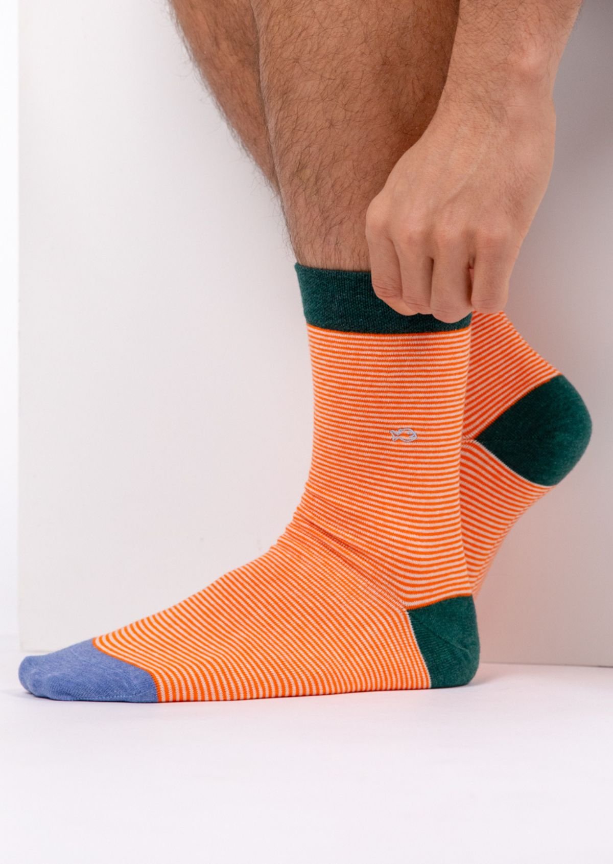 Chaussettes en coton peigné rayées BILLYBELT Orange