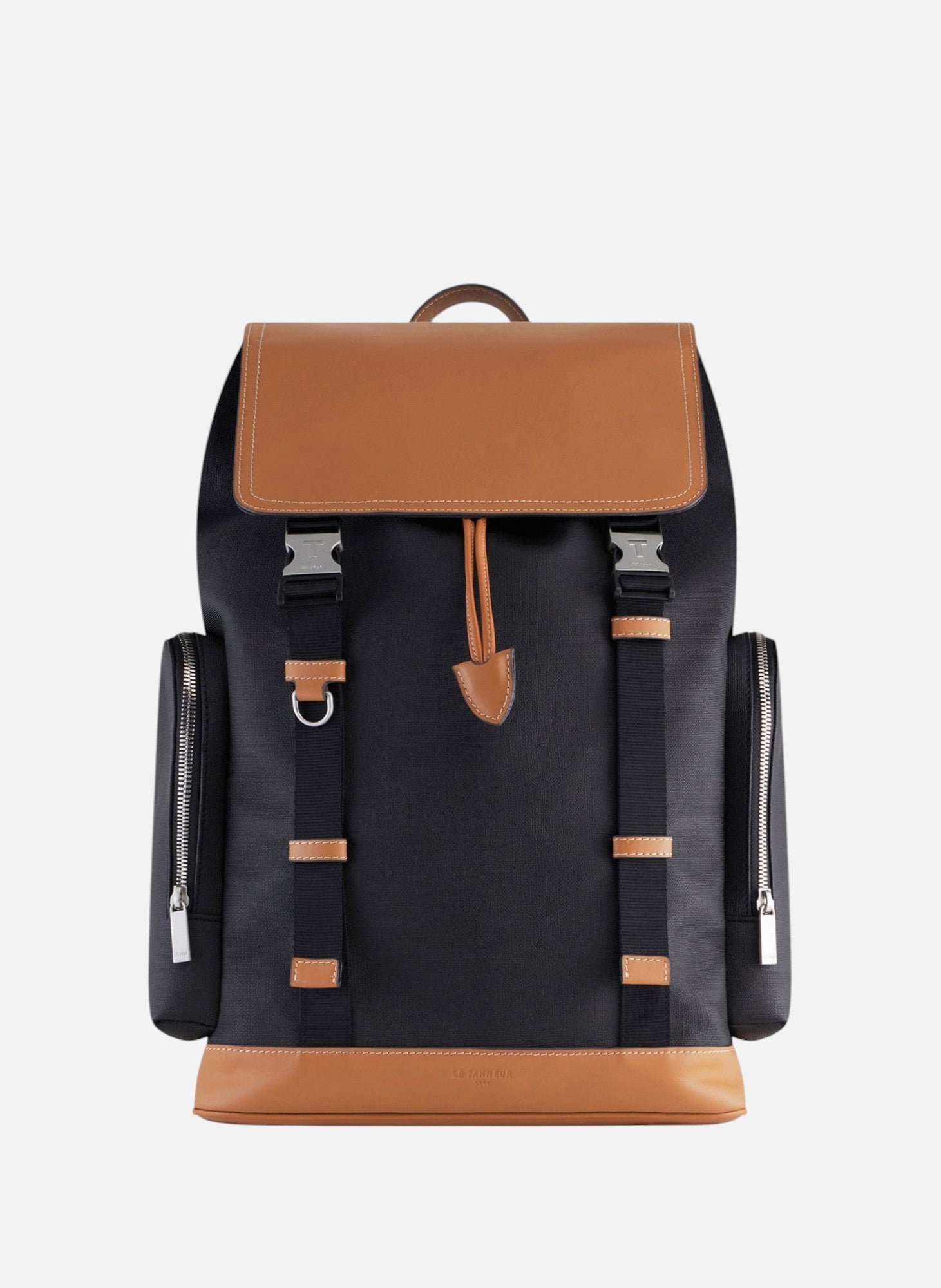 Sac à dos à rabat maurice en toile enduite LE TANNEUR Noir