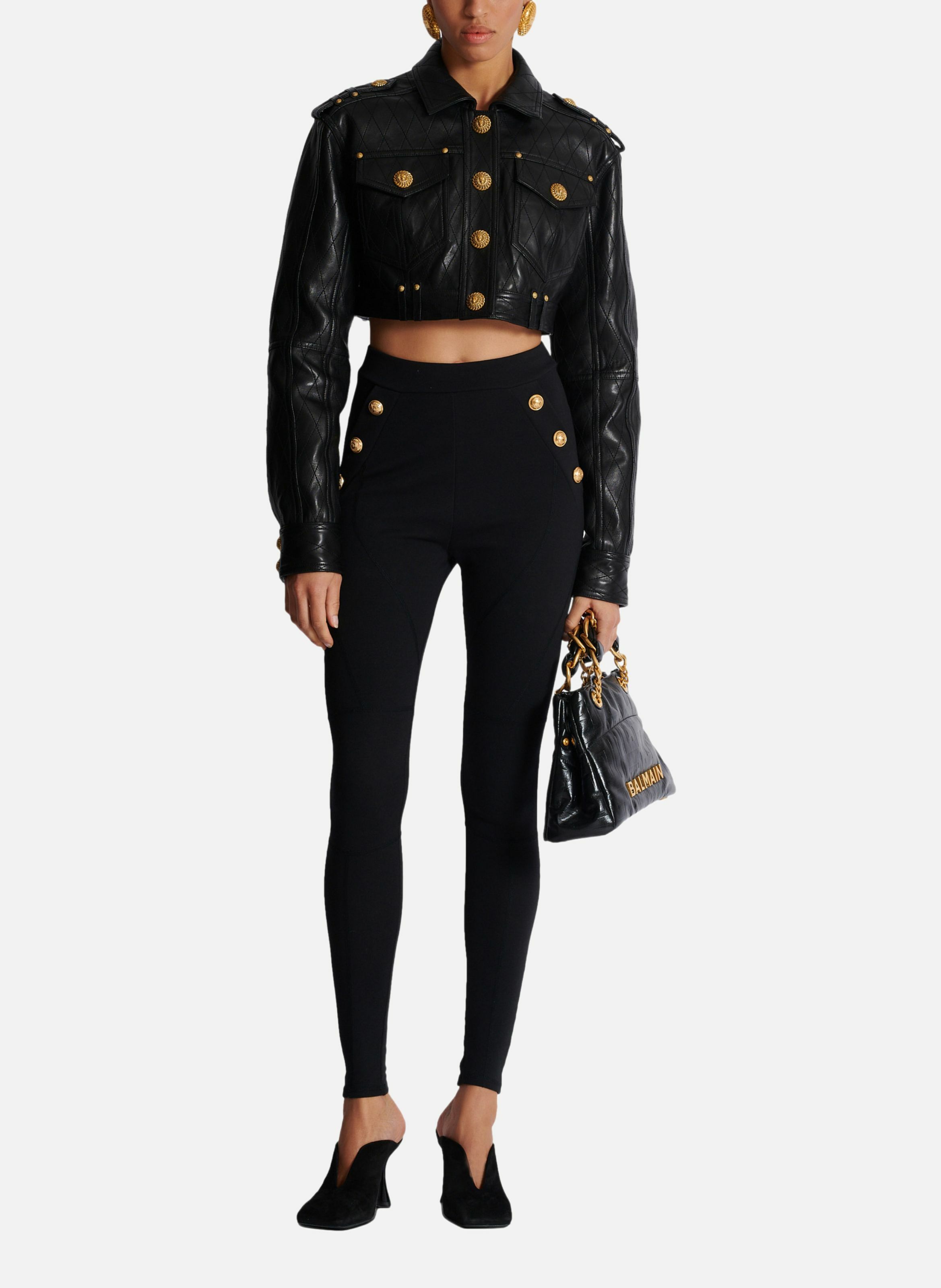 Legging 6 boutons en jersey BALMAIN Noir