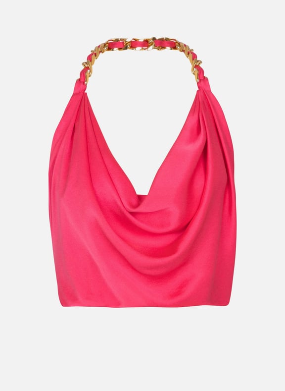 Top dos-nu drapé en soie Rose by BALMAIN BALMAIN Top dos-nu drapé en soie Rose