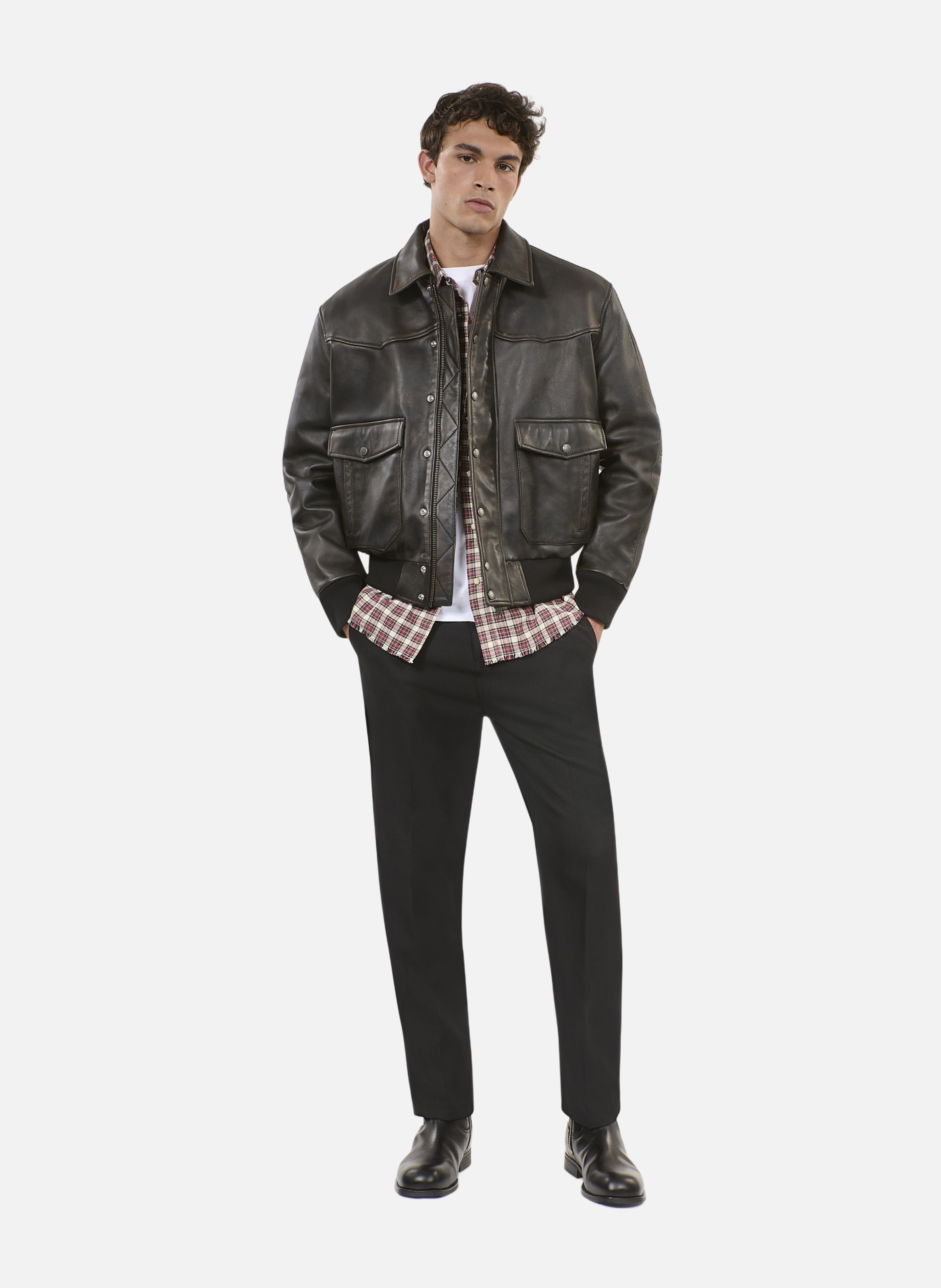 Blouson en cuir THE KOOPLES Marron