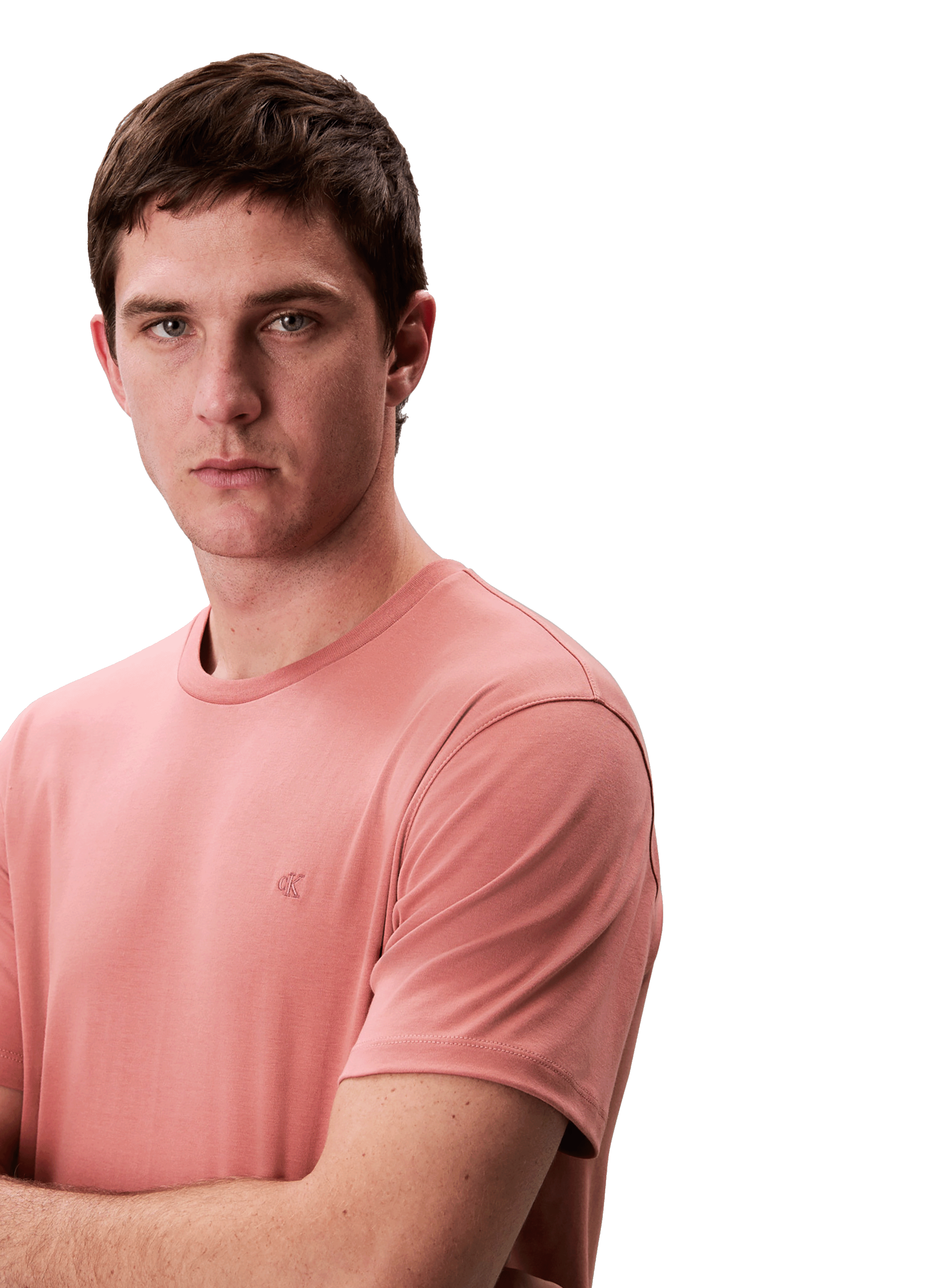 T-shirt col rond en coton CALVIN KLEIN Orange