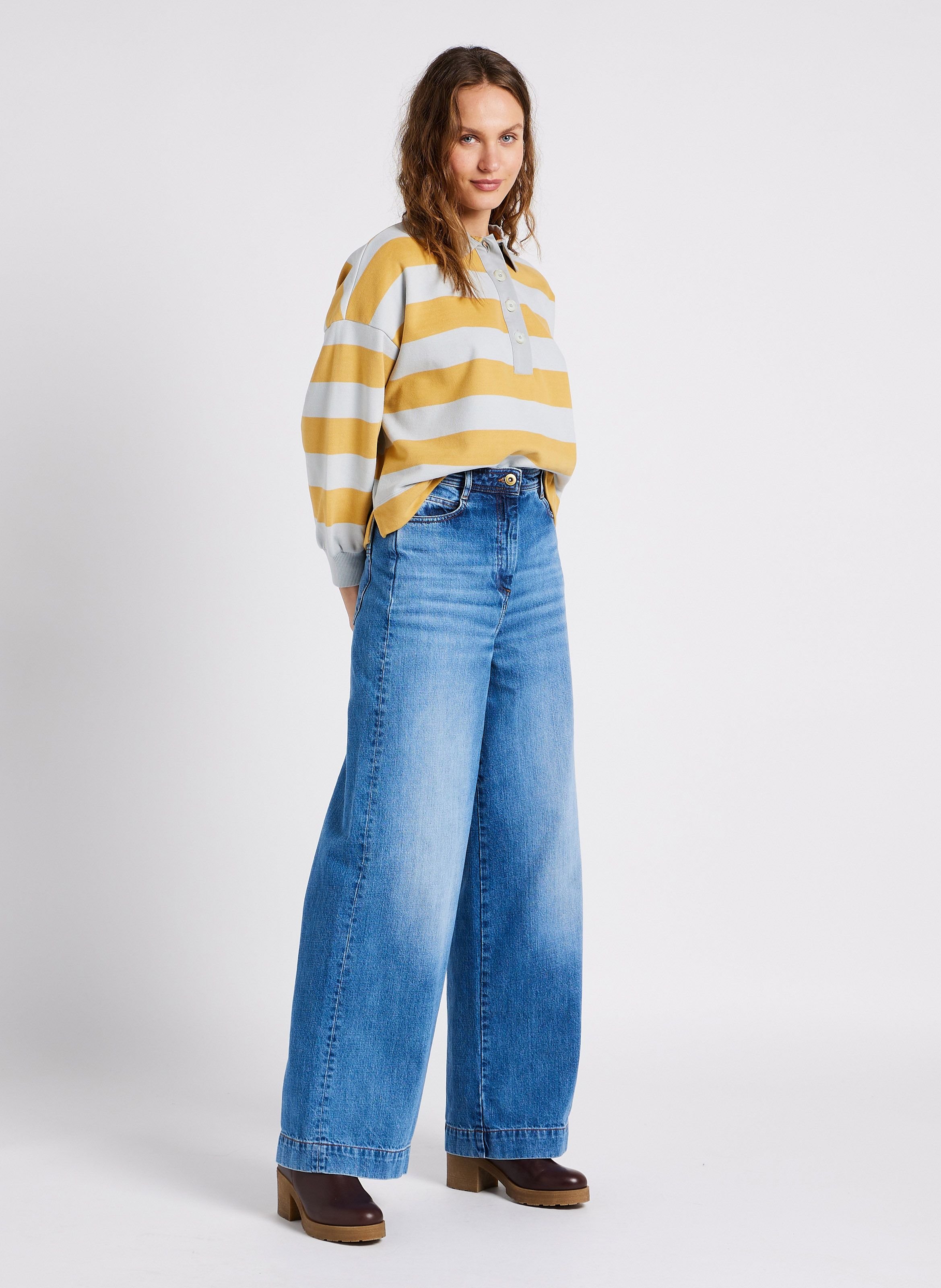 Jean ample taille haute en coton captain SESSUN Bleu